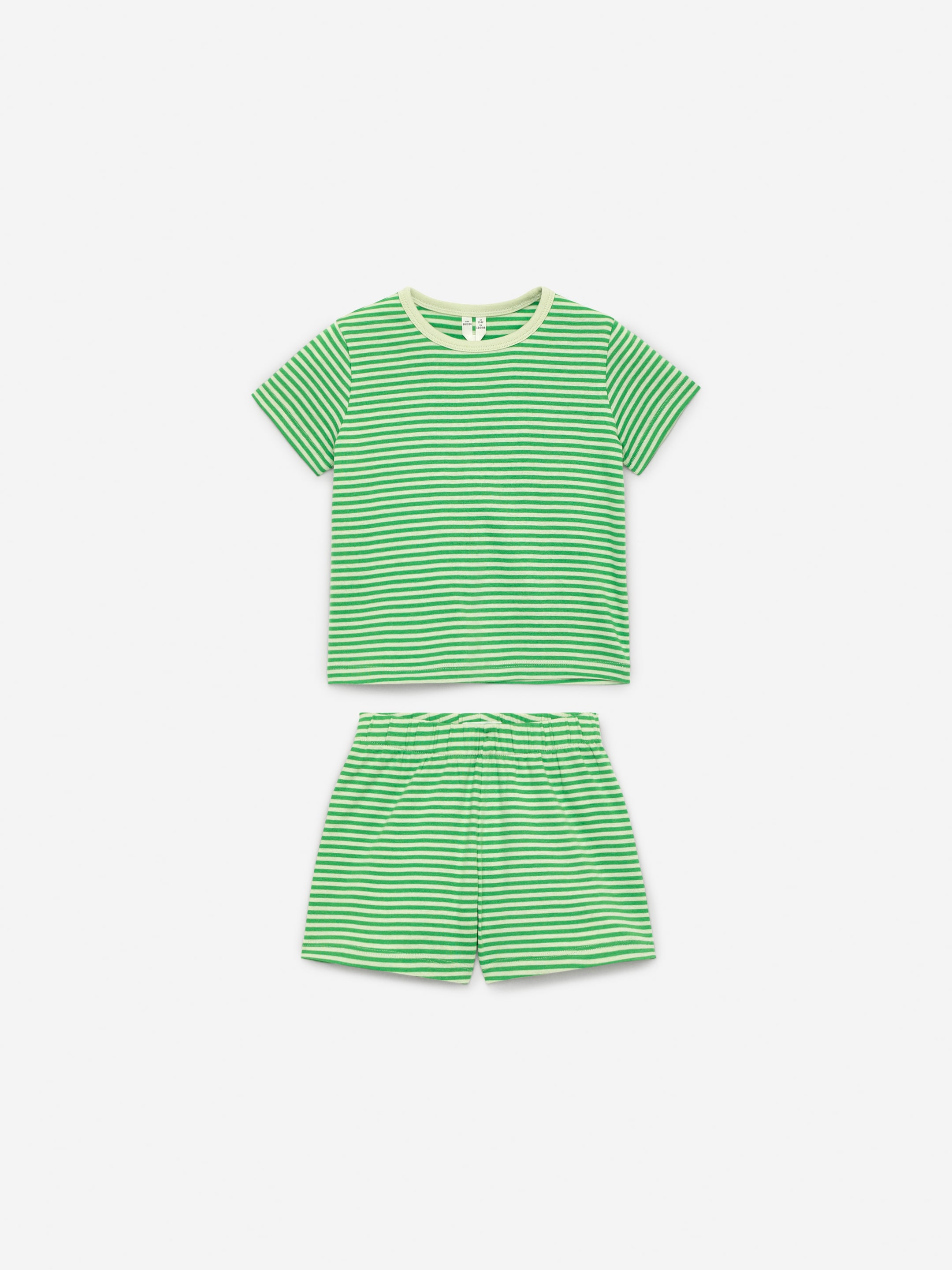 View larger image: Short Jersey Pyjama Set - Green/Striped - Kids | H&M GB 1