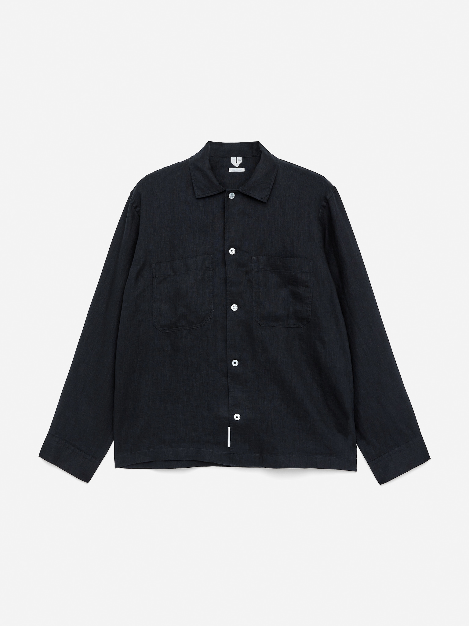 Camisa de lino holgada - Azul/Beige/Negro - 1