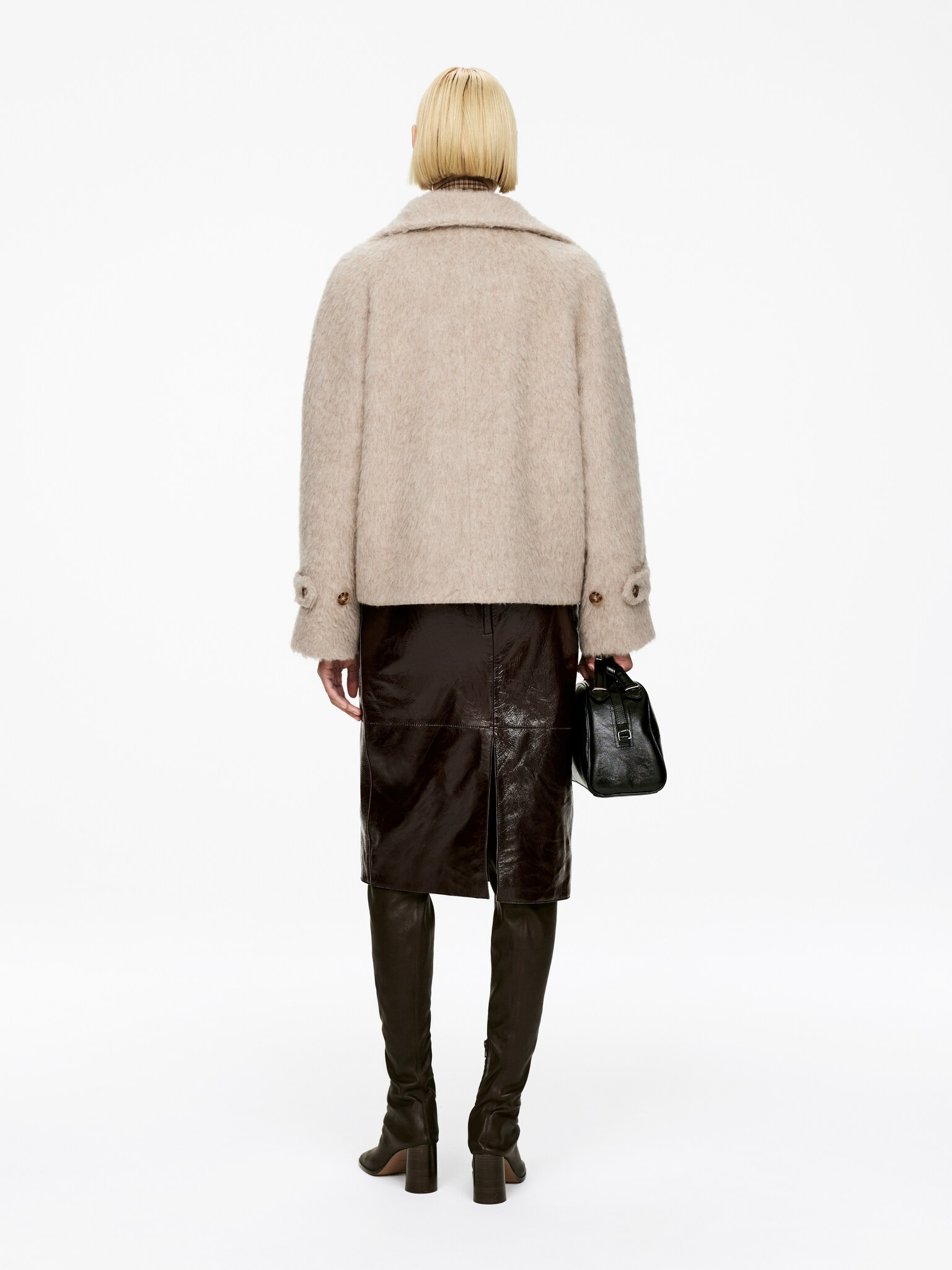 Veste en laine et alpaga - Taupe/Noir - 5