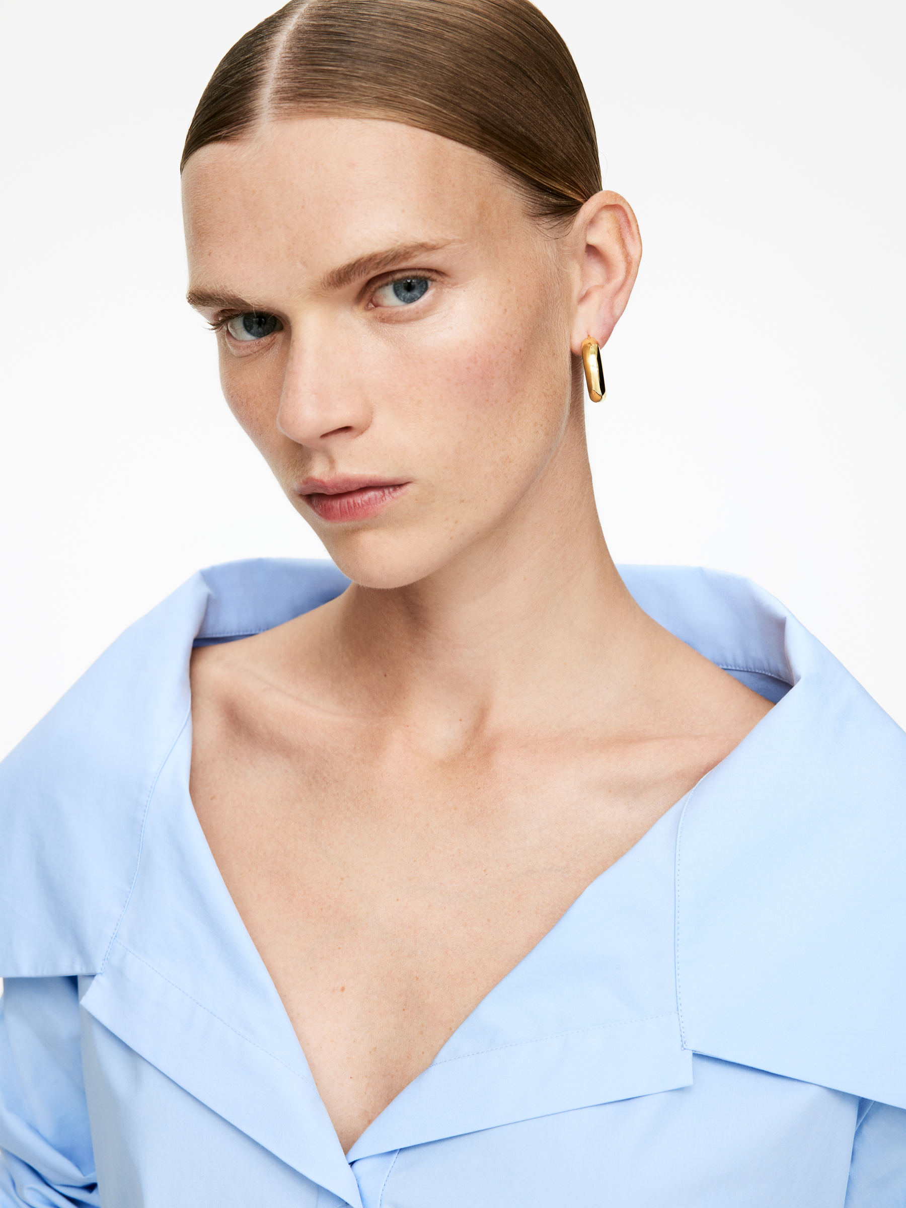 Chunky Hoop Earrings-#F1EAB9-15893