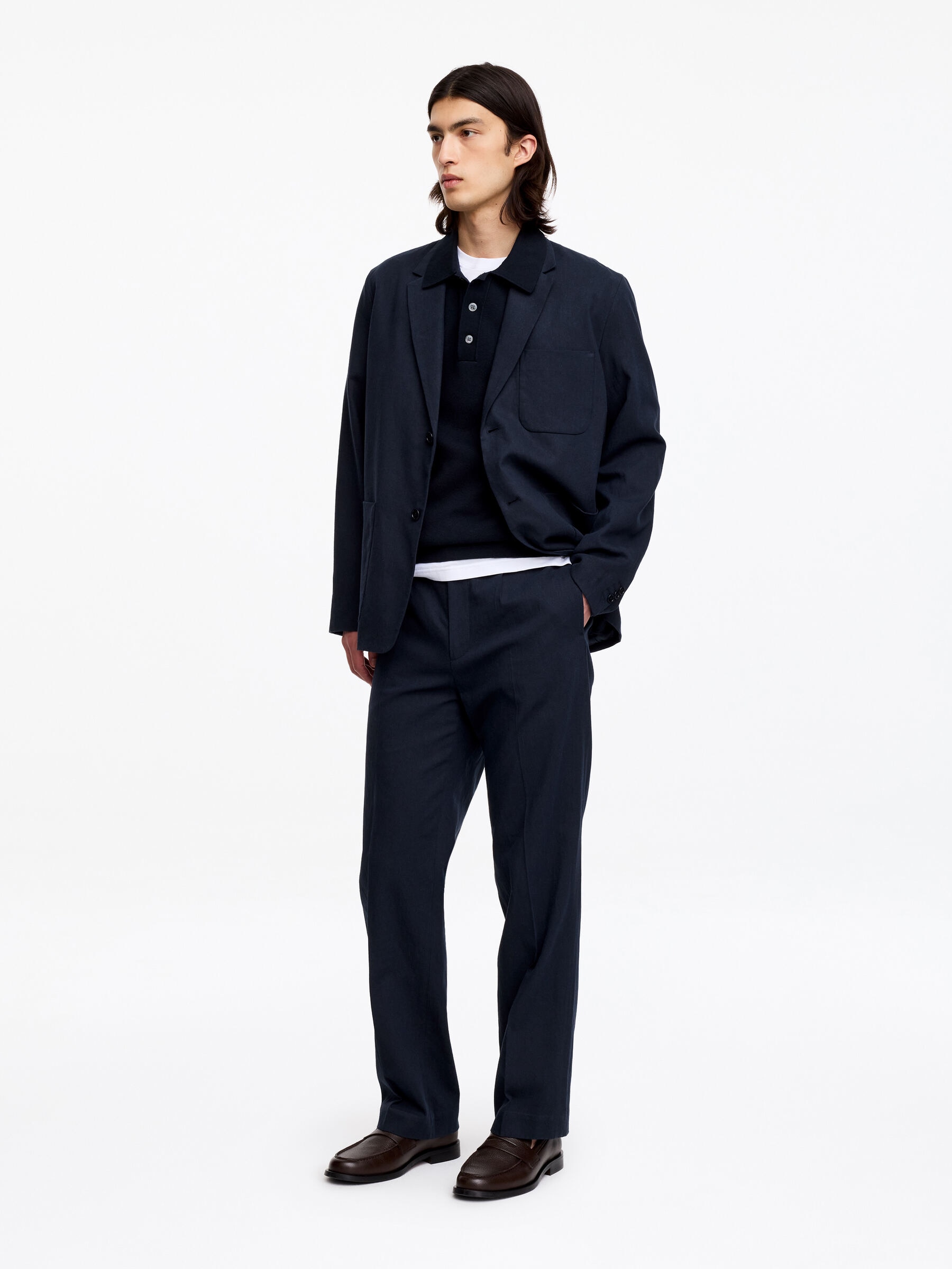 Linen Blend Trousers - Dark Blue - Regular fit - Men - StillMedia/Lookbook - 4