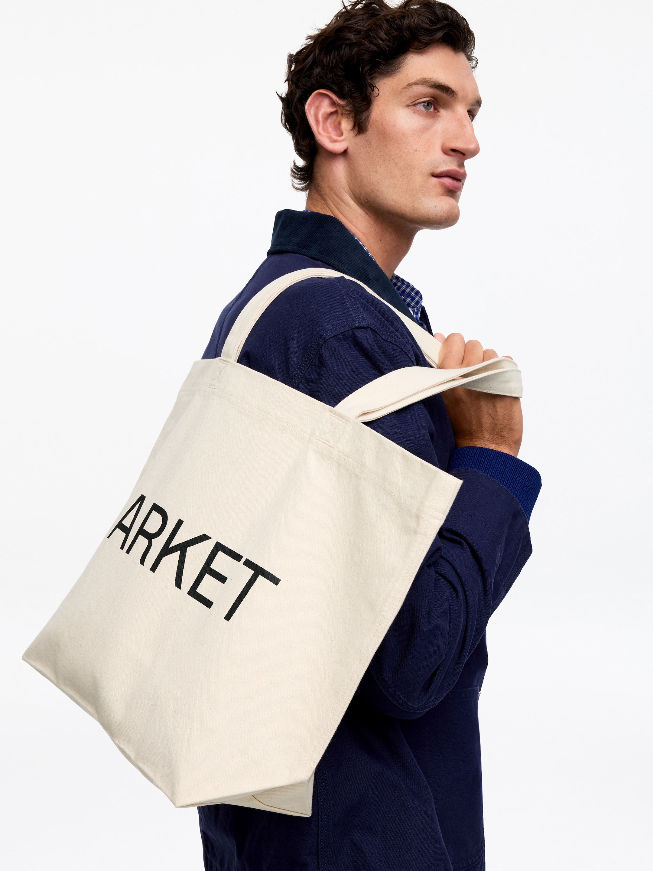 ARKET Canvas Tote - Off White/Black - Men - StillMedia/Lookbook - 11
