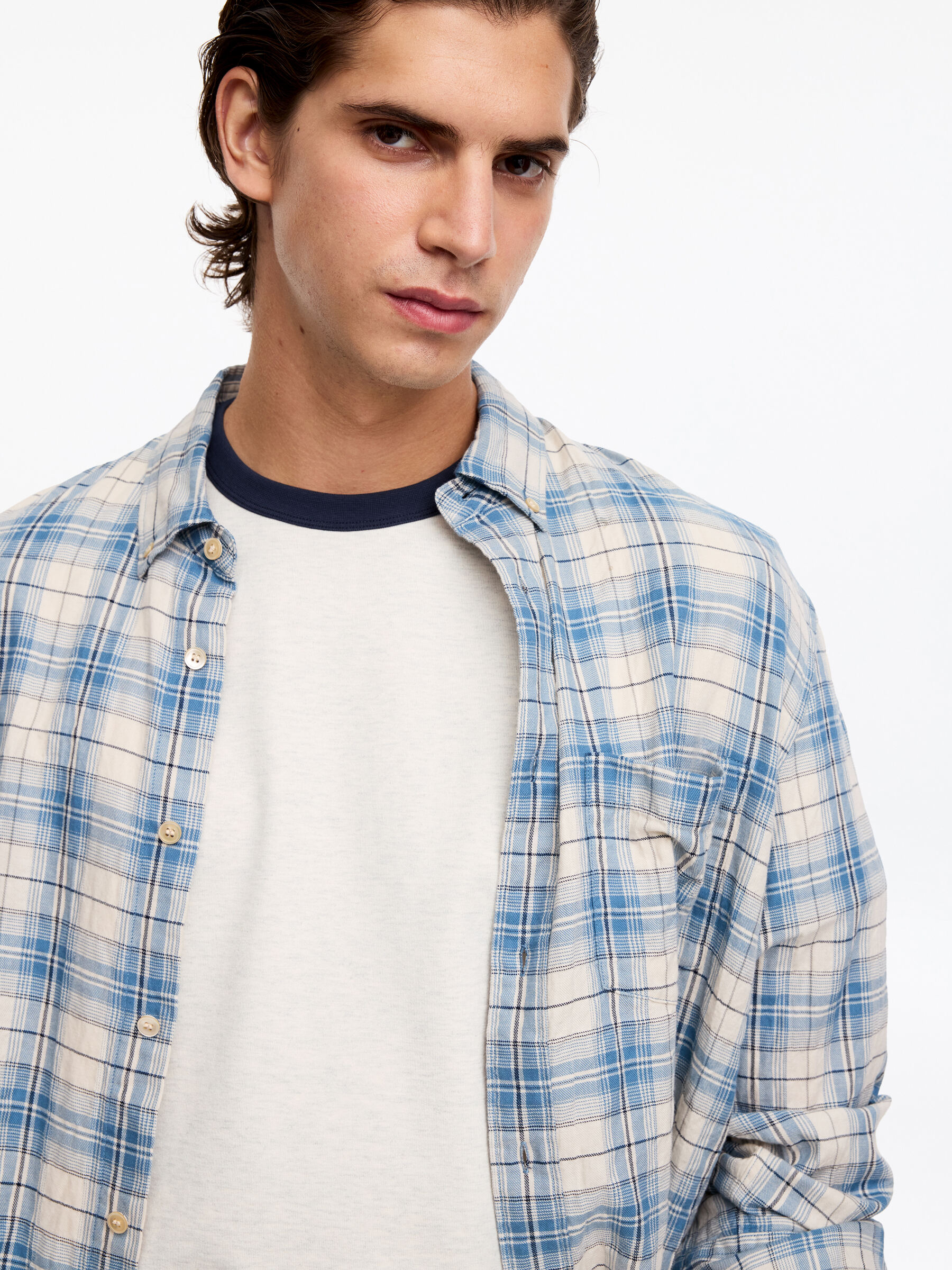 Fitted T-Shirt - Oat Melange/Black - Regular fit - Men - StillMedia/Lookbook - 5