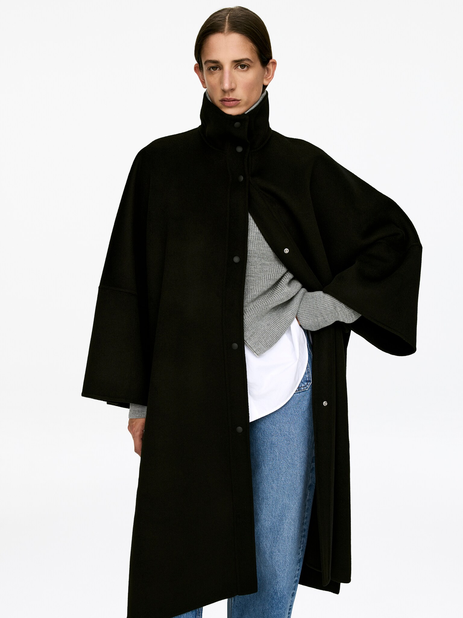 Doublé Wool-Blend Cape - Svart - 5