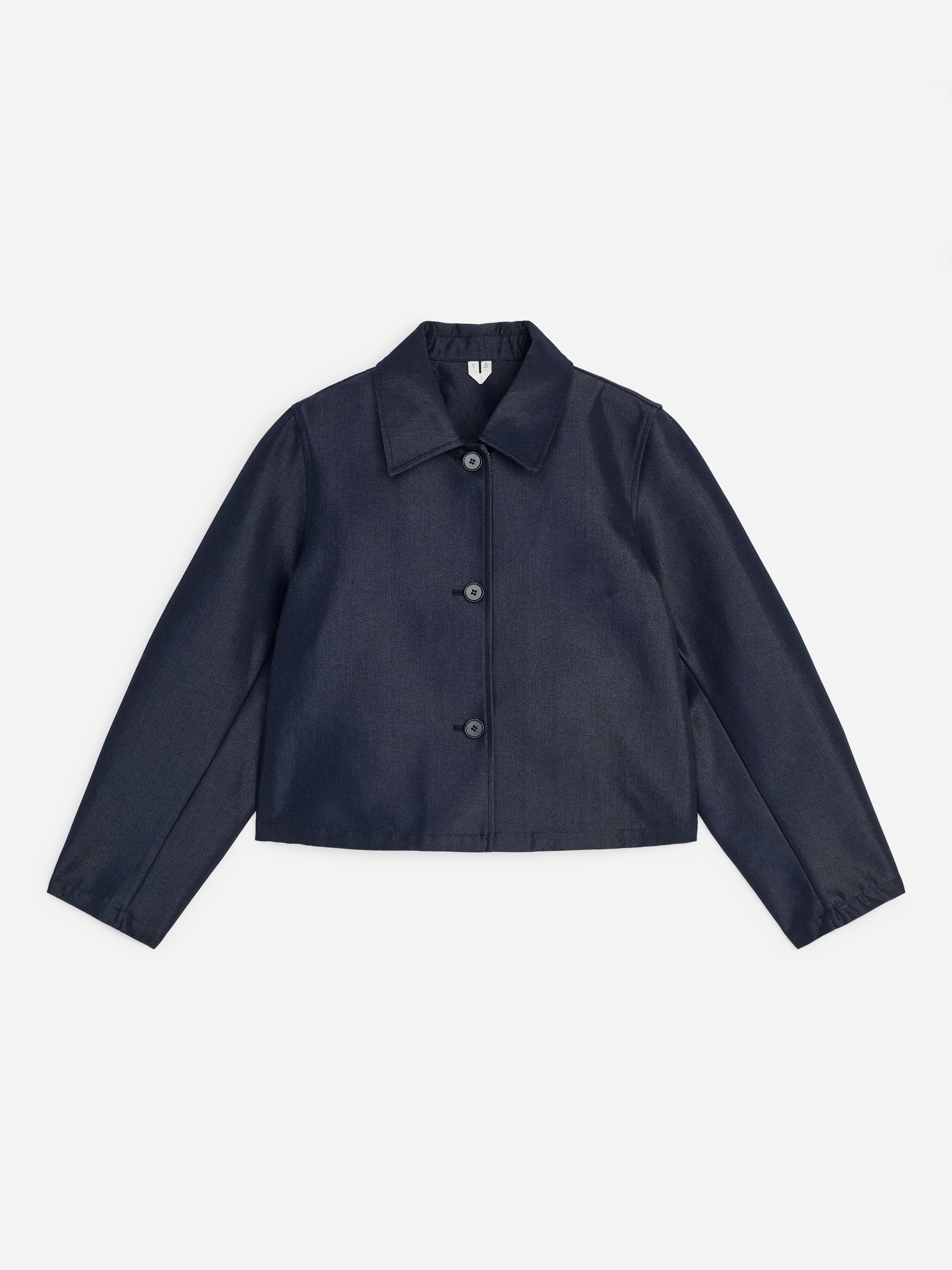 Overshirt i skinnende bomuldsblend - Stålblå