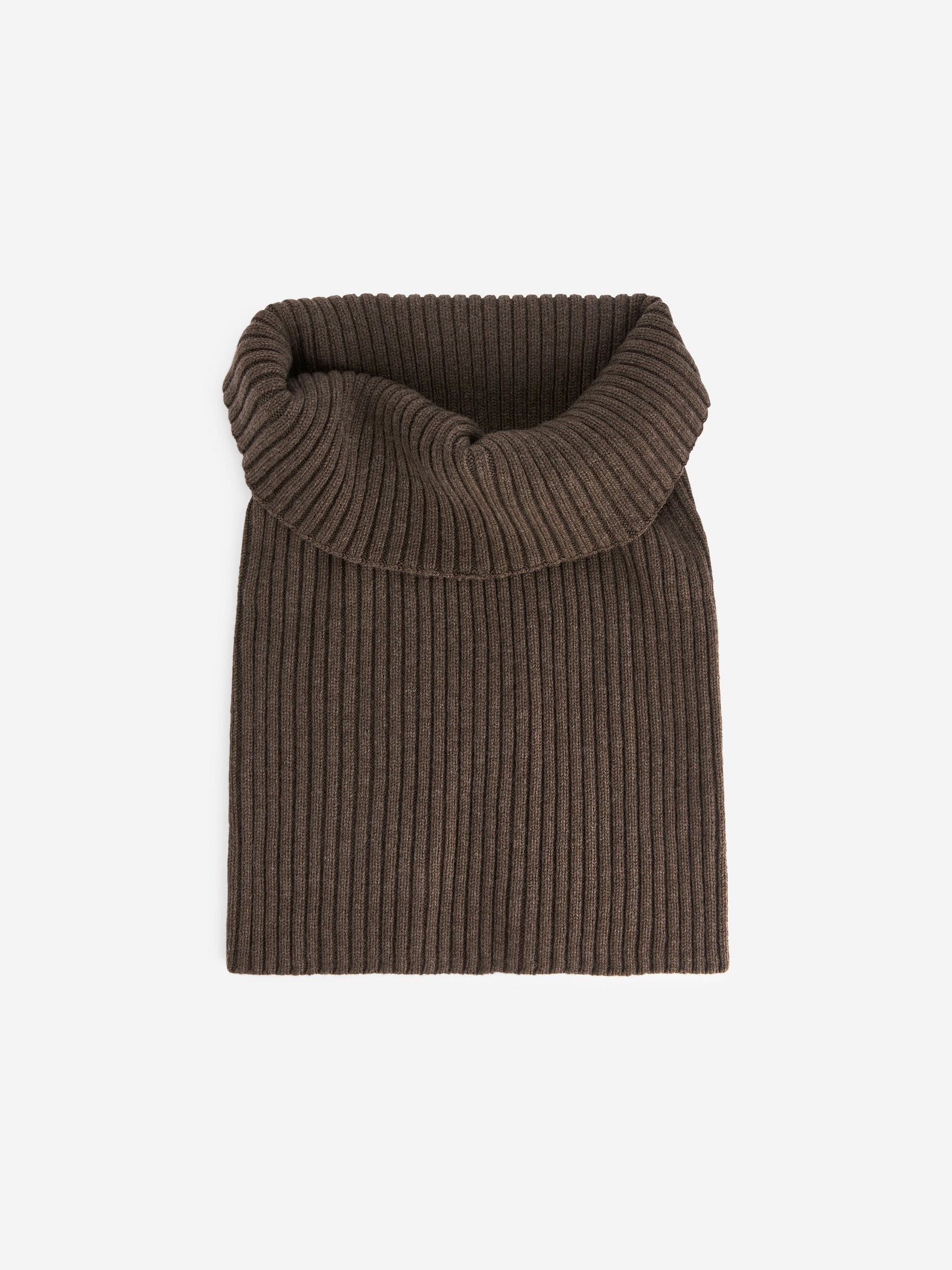 Plastron en laine côtelée-#7B7164-13031