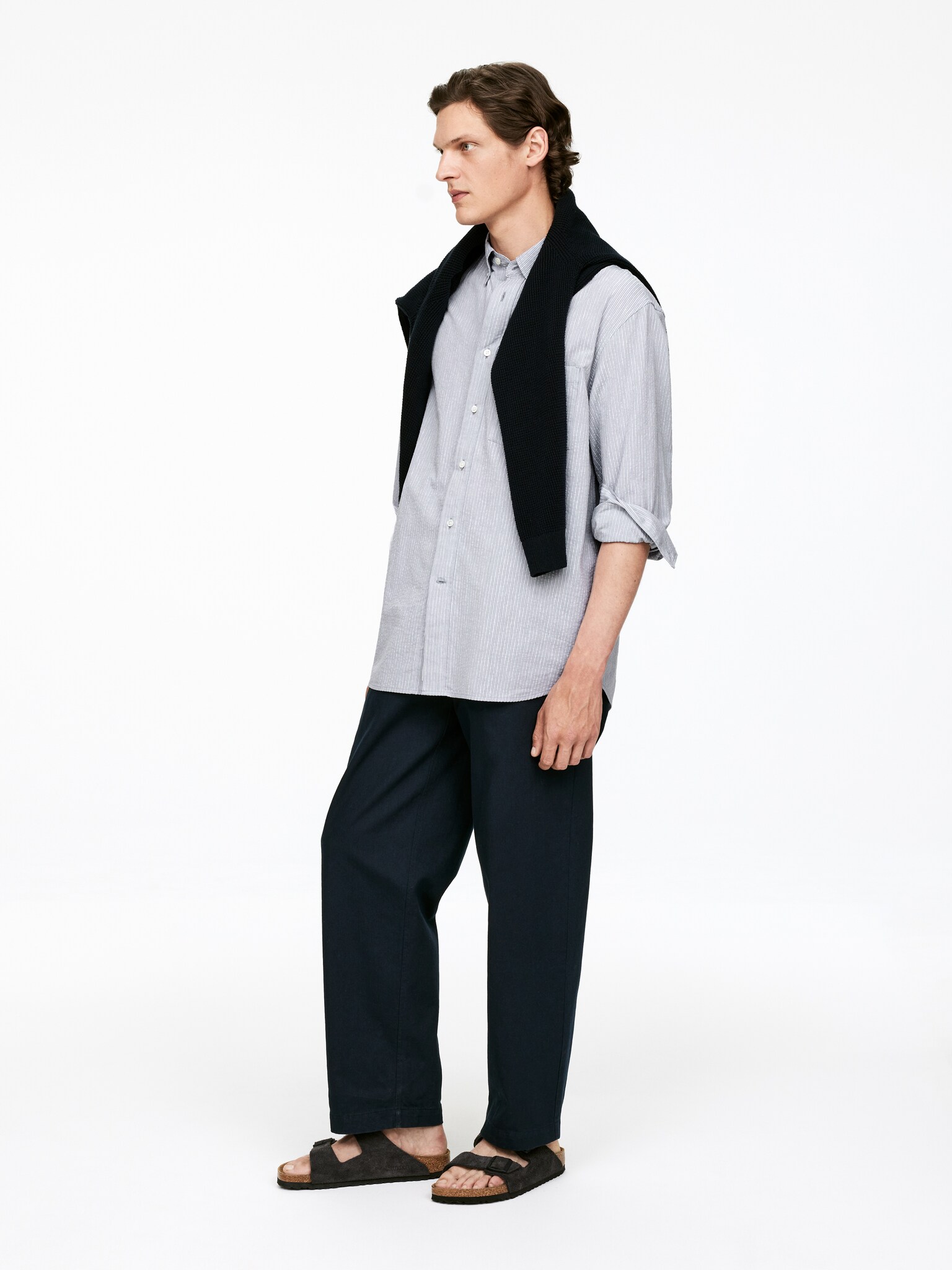Chemise décontractée en seersucker - gris - 4