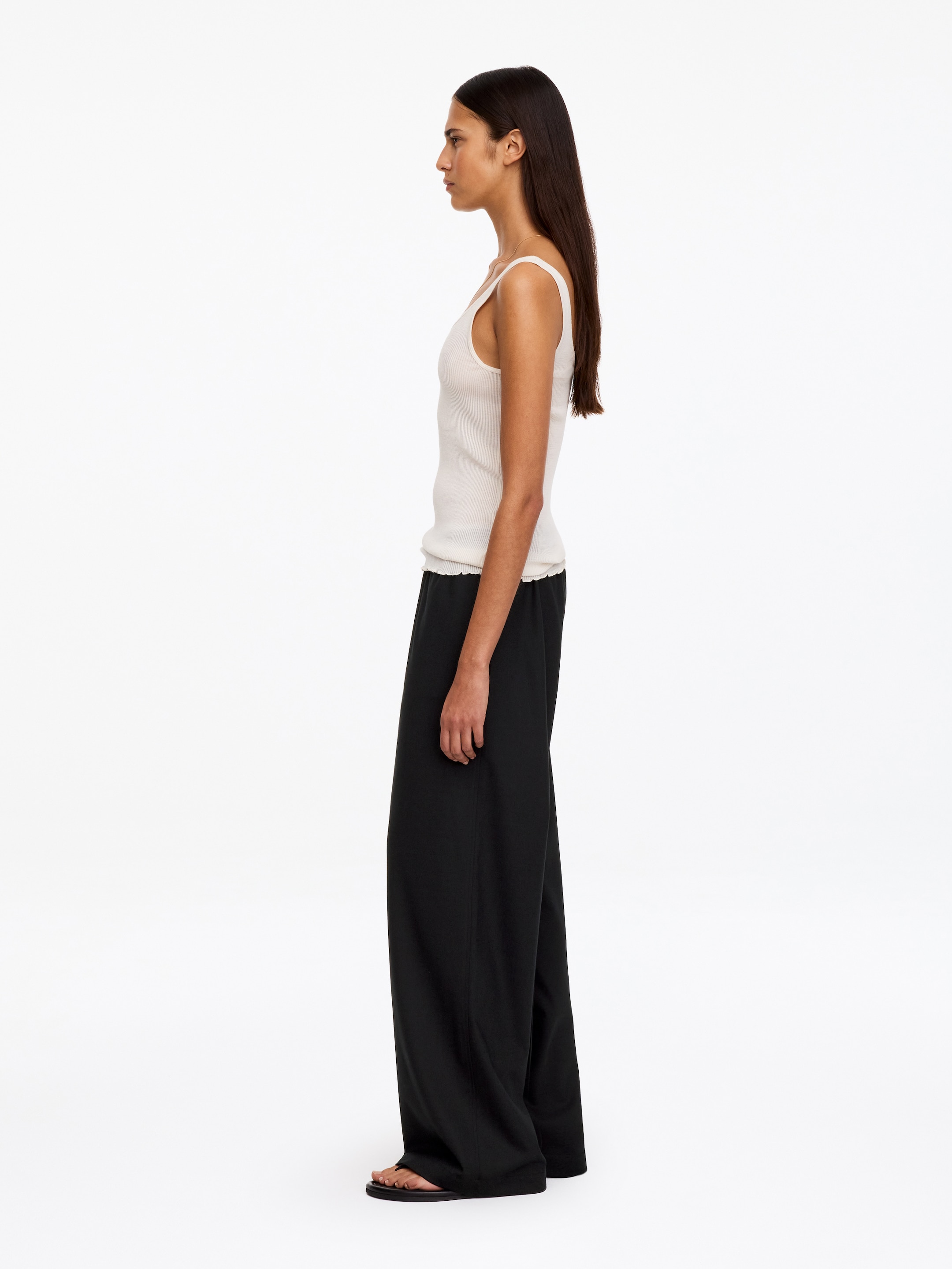 Wool-blend Flannel Trousers - Black - Regular fit - women - StillMedia/Lookbook - 3