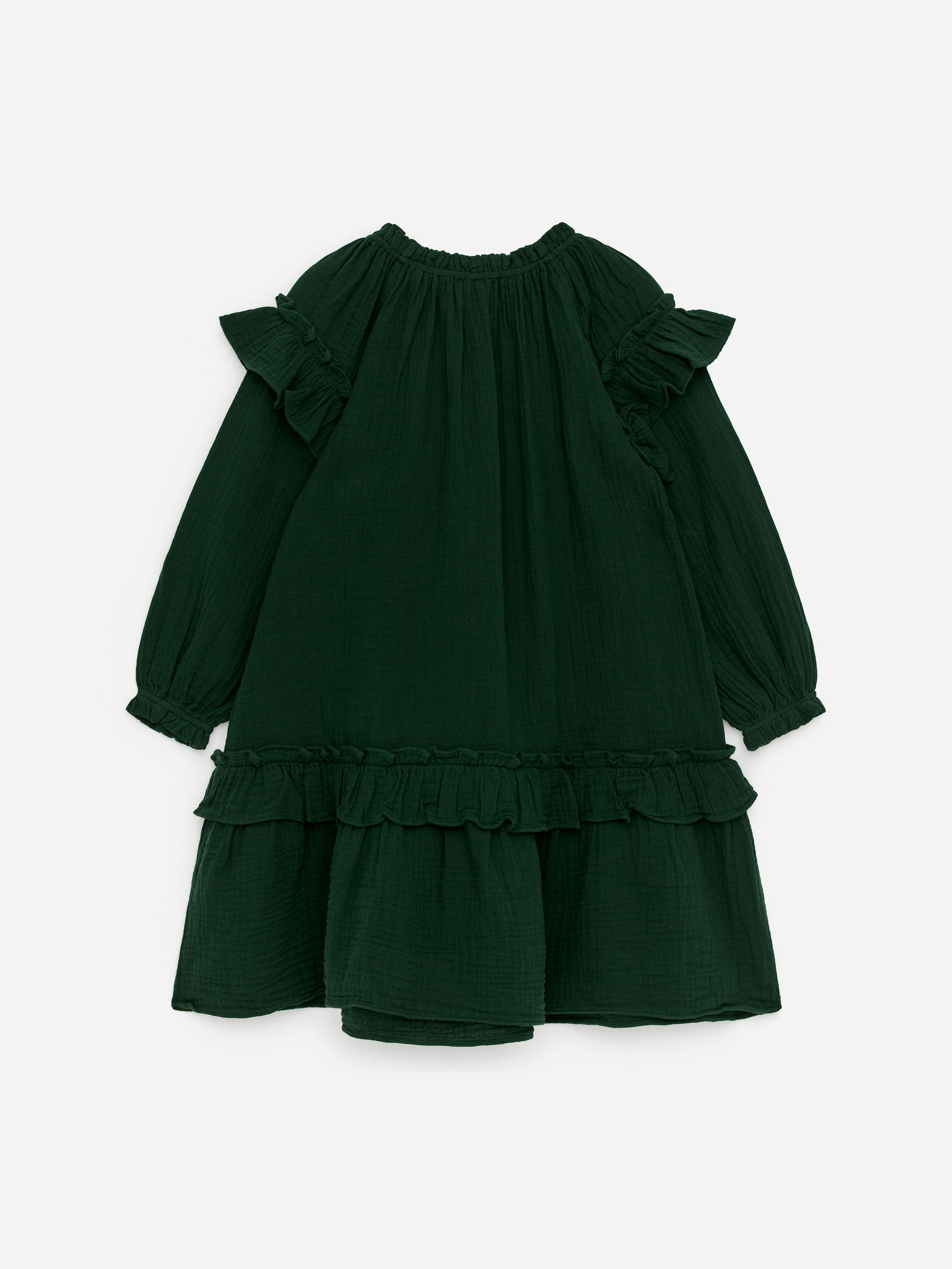 Cotton Muslin Dress - Dark Green - Relaxed fit - Children - StillMedia/DescriptiveStillLife - 1