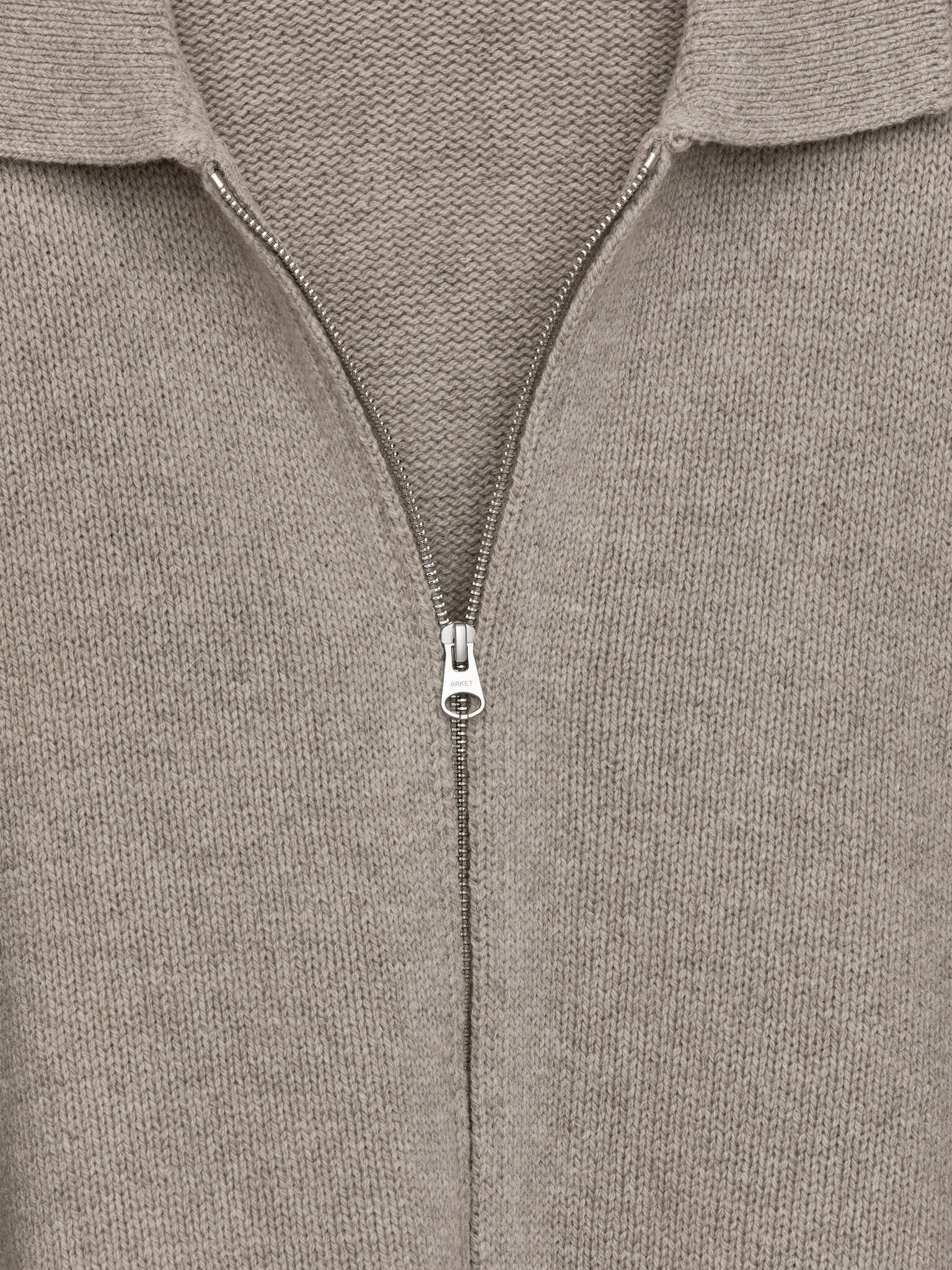 Ullcardigan med glidelås - Beige/Mørkebrun - 5