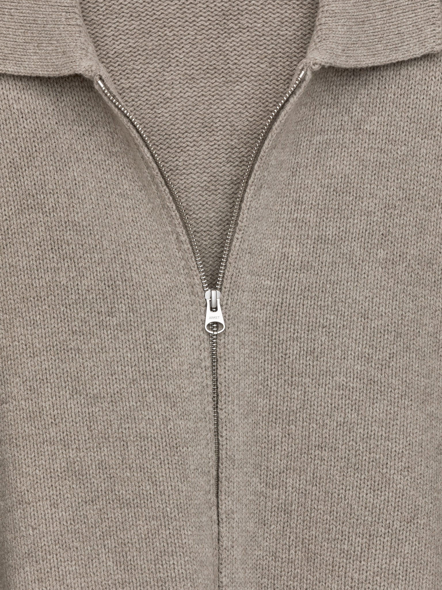 Ullcardigan med glidelås - Beige/Mørkebrun - 4