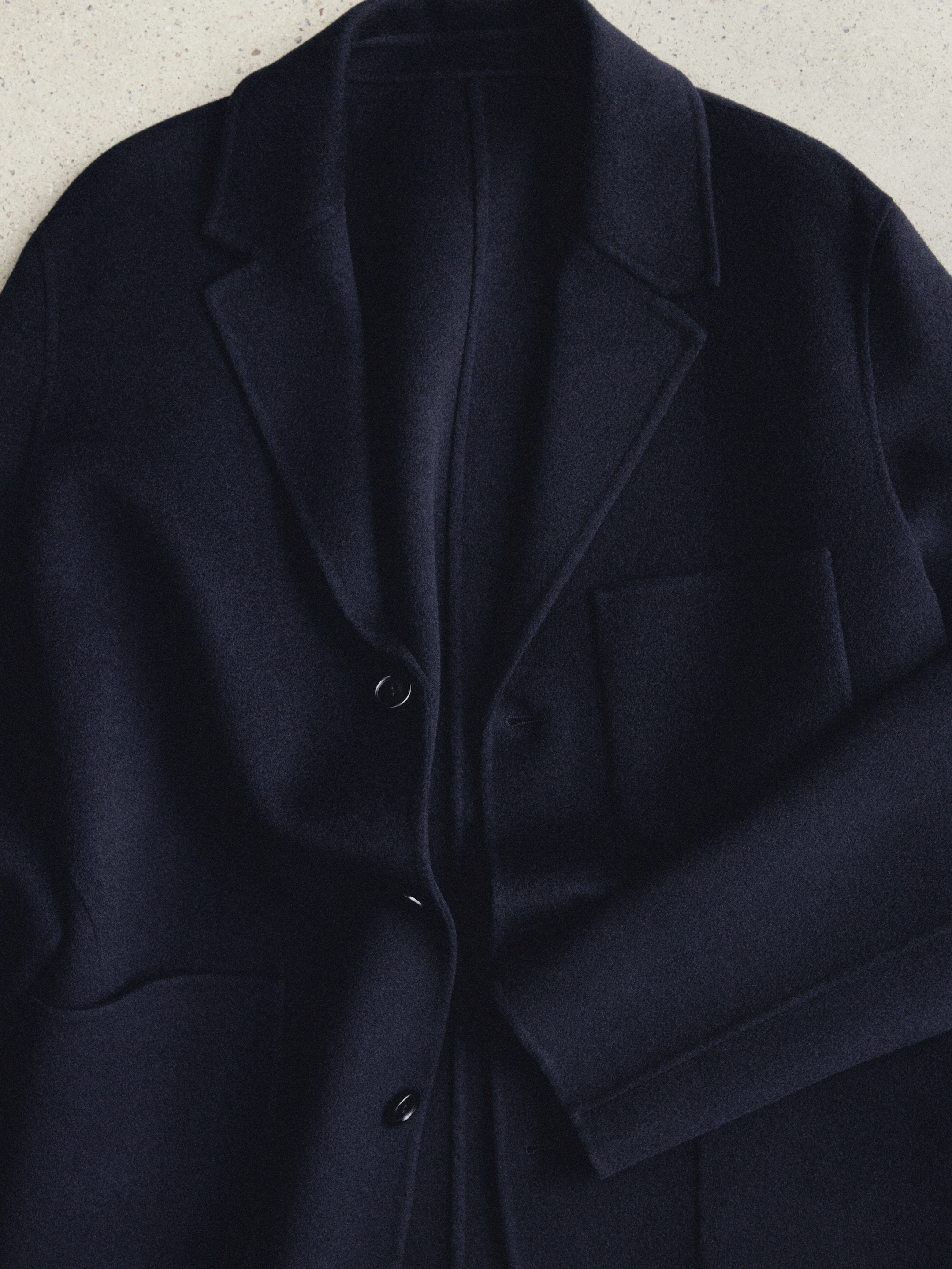 Blazer en laine double face-Blue-20042