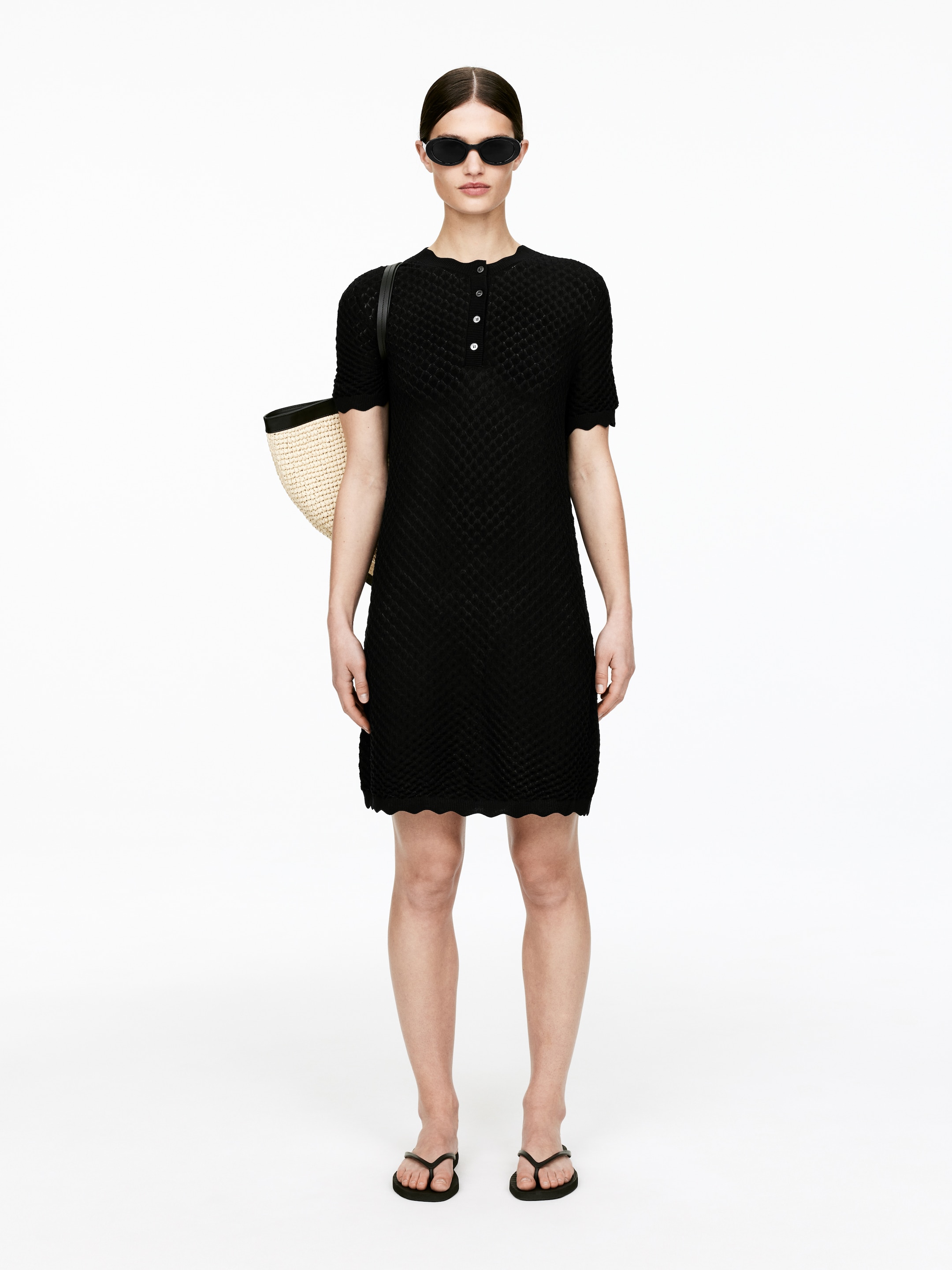 Agrandir l'image: Robe en maille ajourée - Noir - FEMME | H&M FR 1