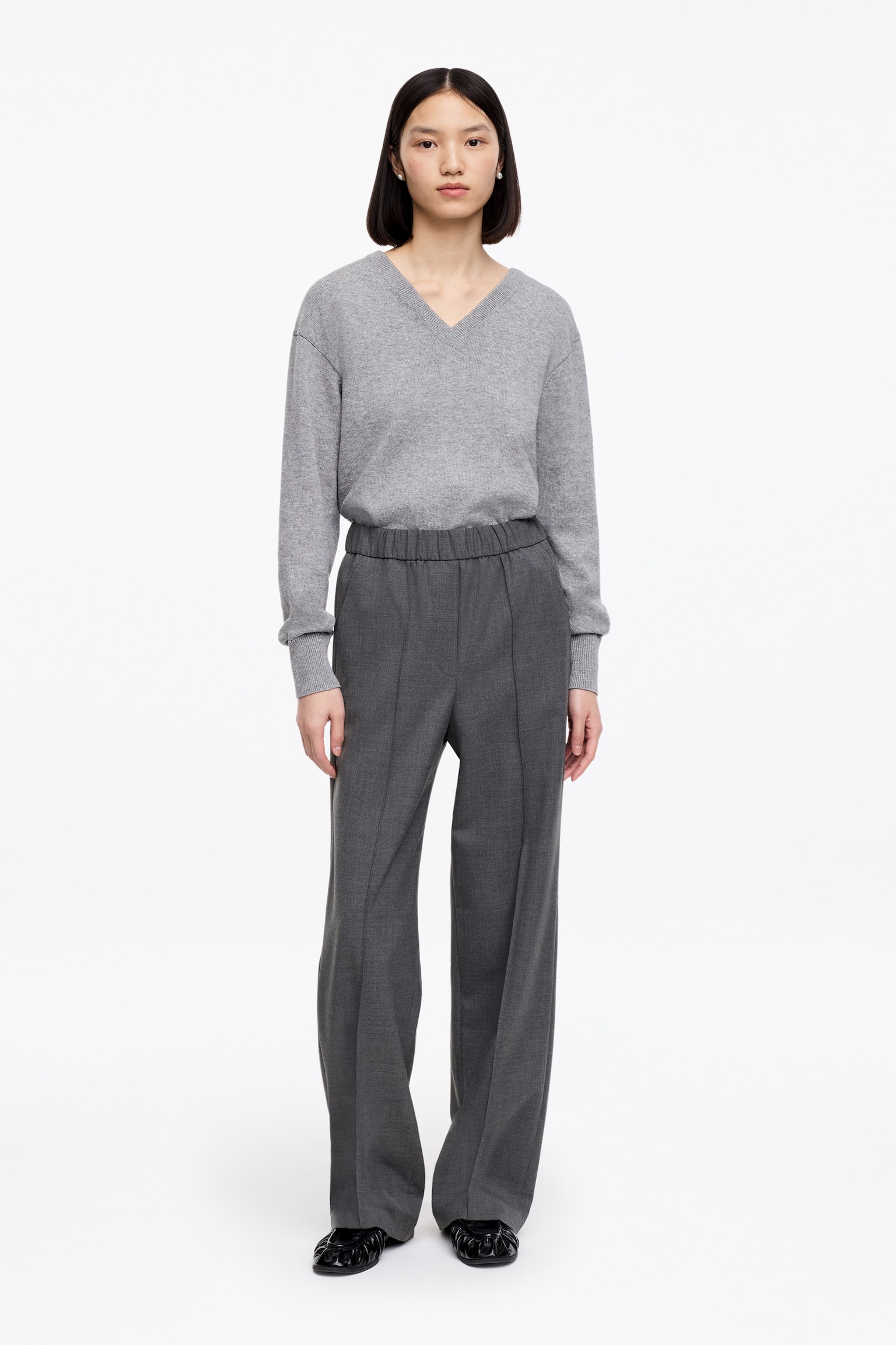 Skreddersydde bukser med elastisk midje - Mørkegrå/Svart/Mørkegrønn - 1