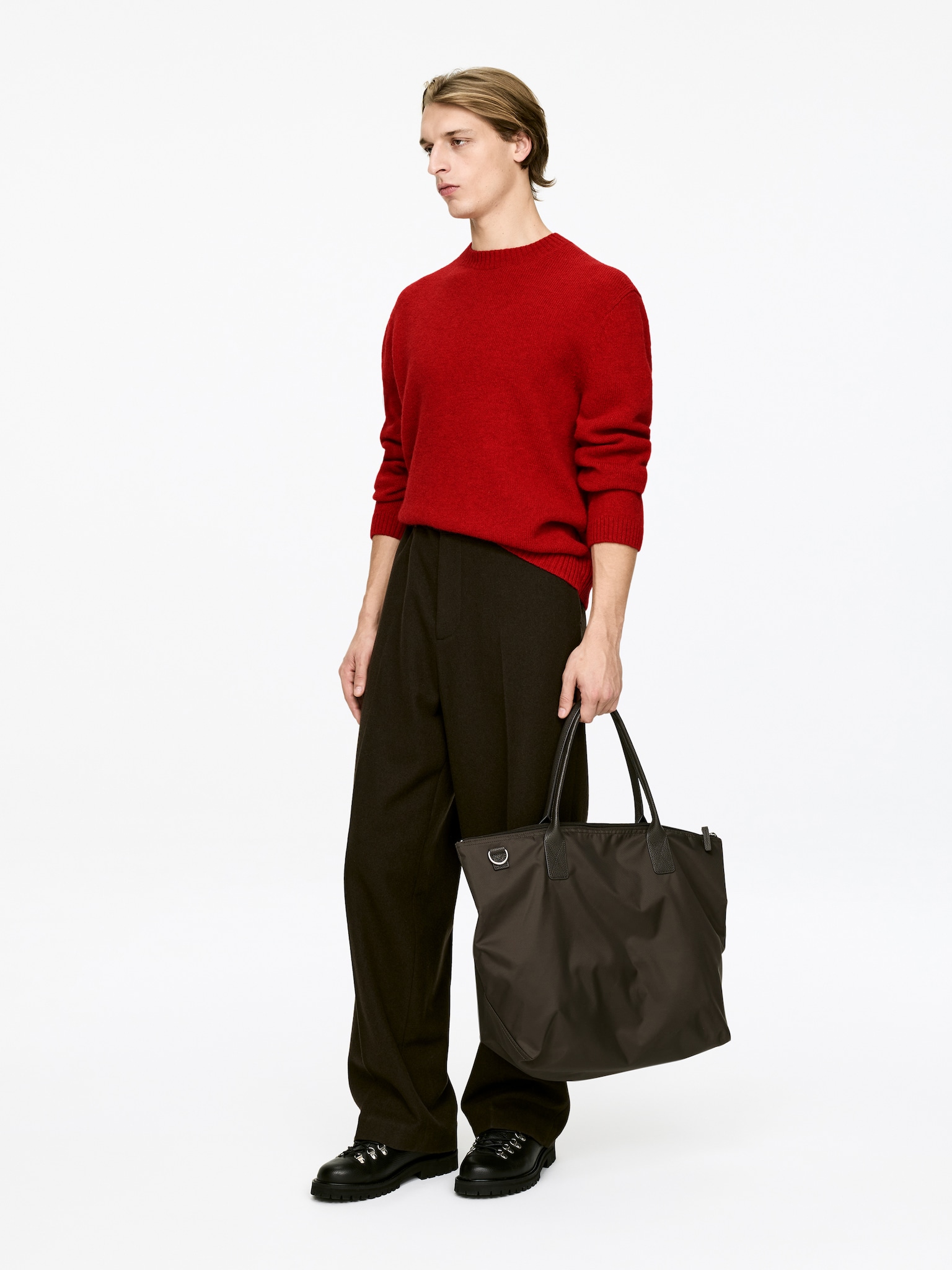 Pull en laine à col rond - Rouge/Blanc cassé/Bordeaux - 4