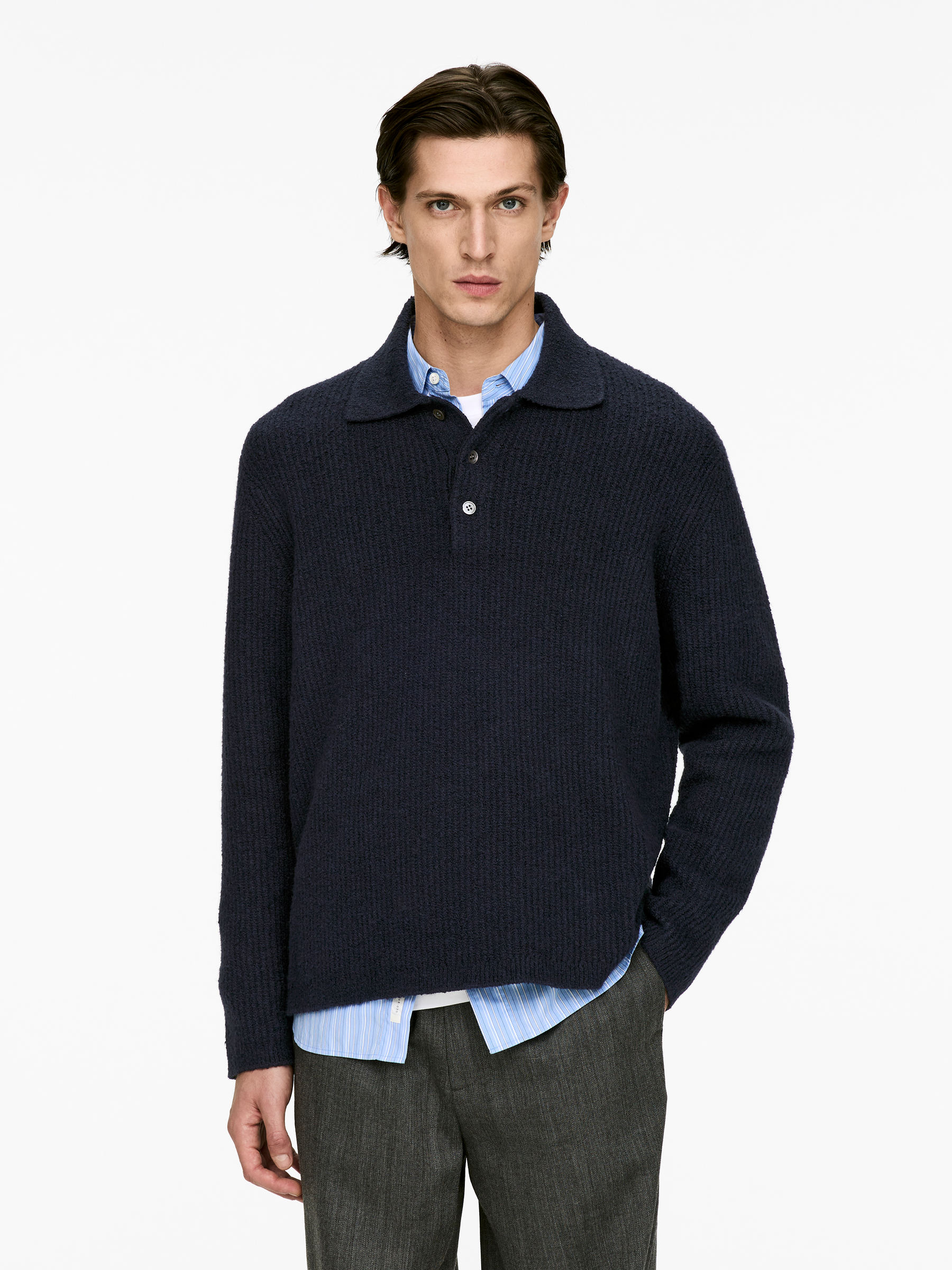 Gestrickter Polopullover - Dunkelblau - Regular Fit - Herren - StillMedia/Lookbook - 6