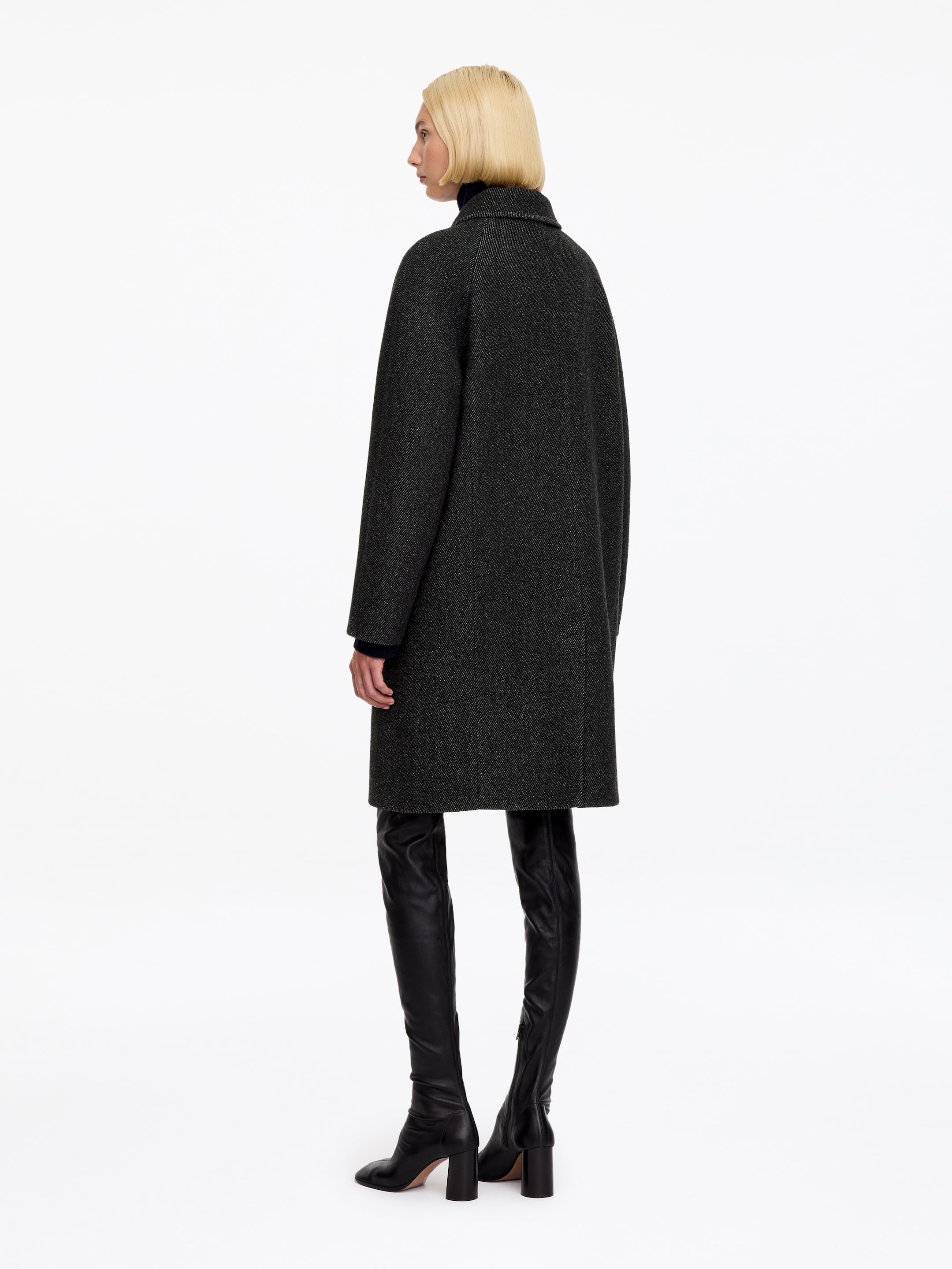 Wool-Blend Coat - Speckled Black - Regular fit - women - StillMedia/Lookbook - 3
