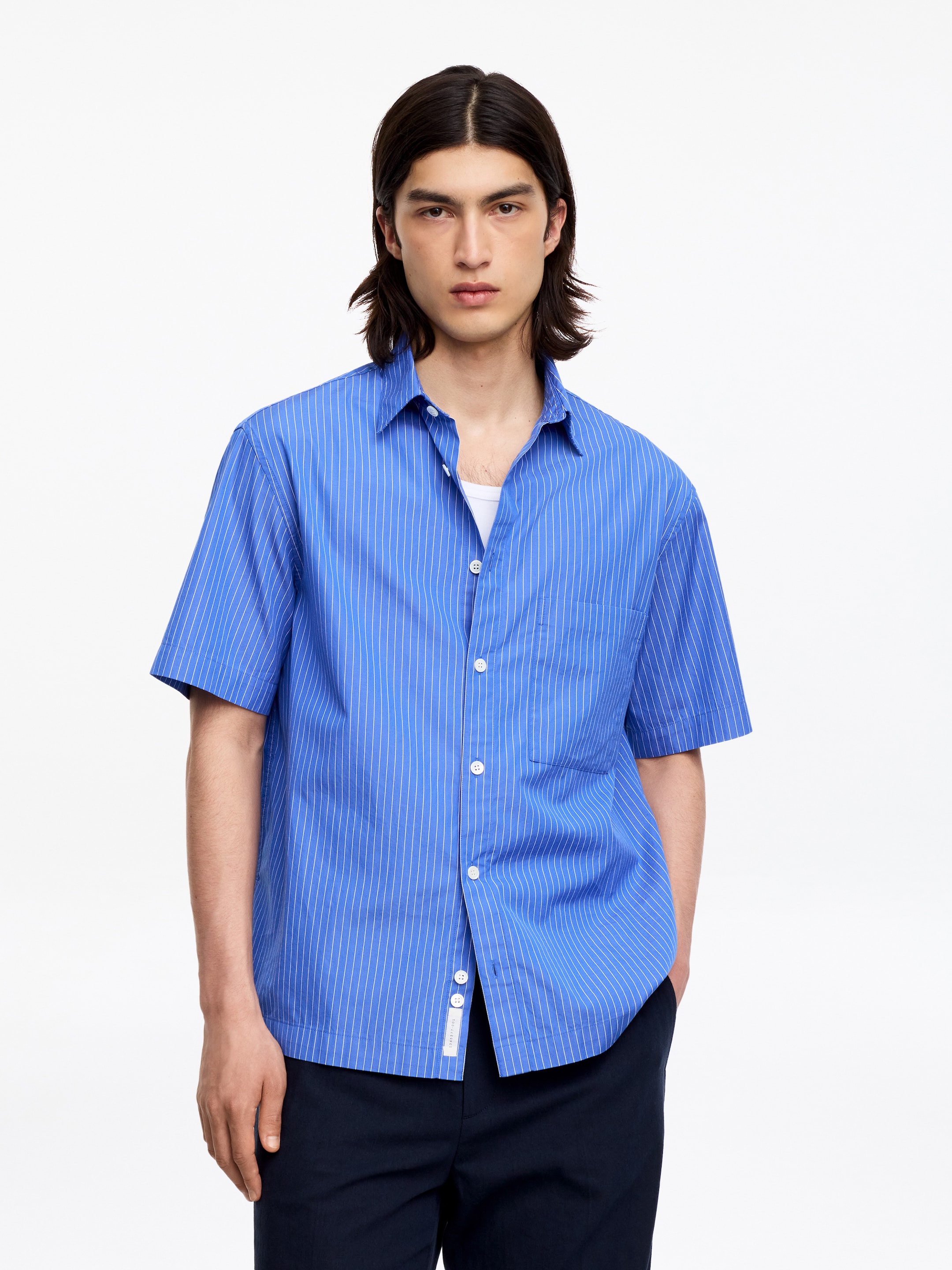 Short-Sleeve Poplin Shirt-#3C4372-19497