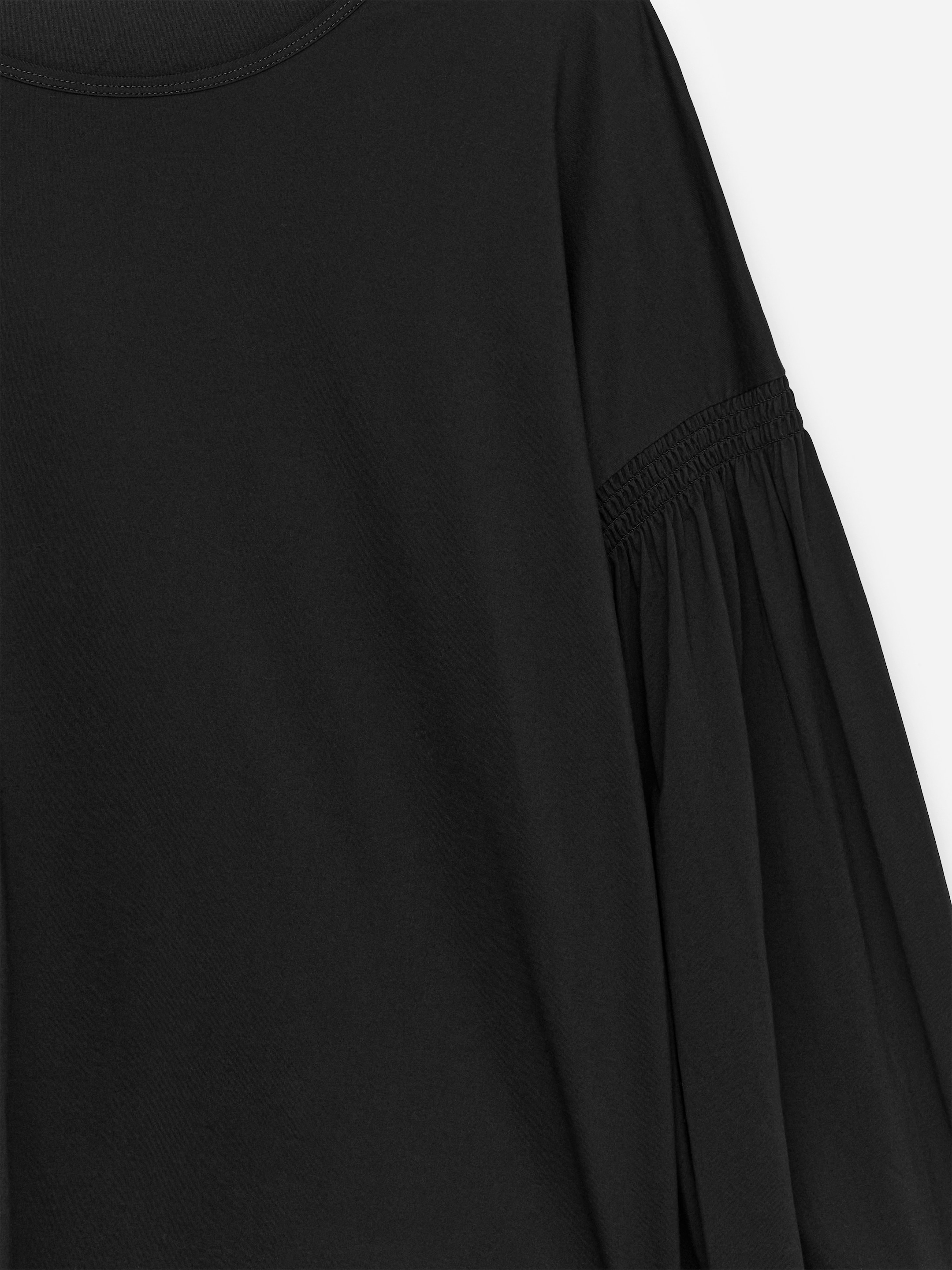Balloon-Sleeve Cotton Blouse - Black - Loose fit - Women - StillMedia/DescriptiveStillLife - 1