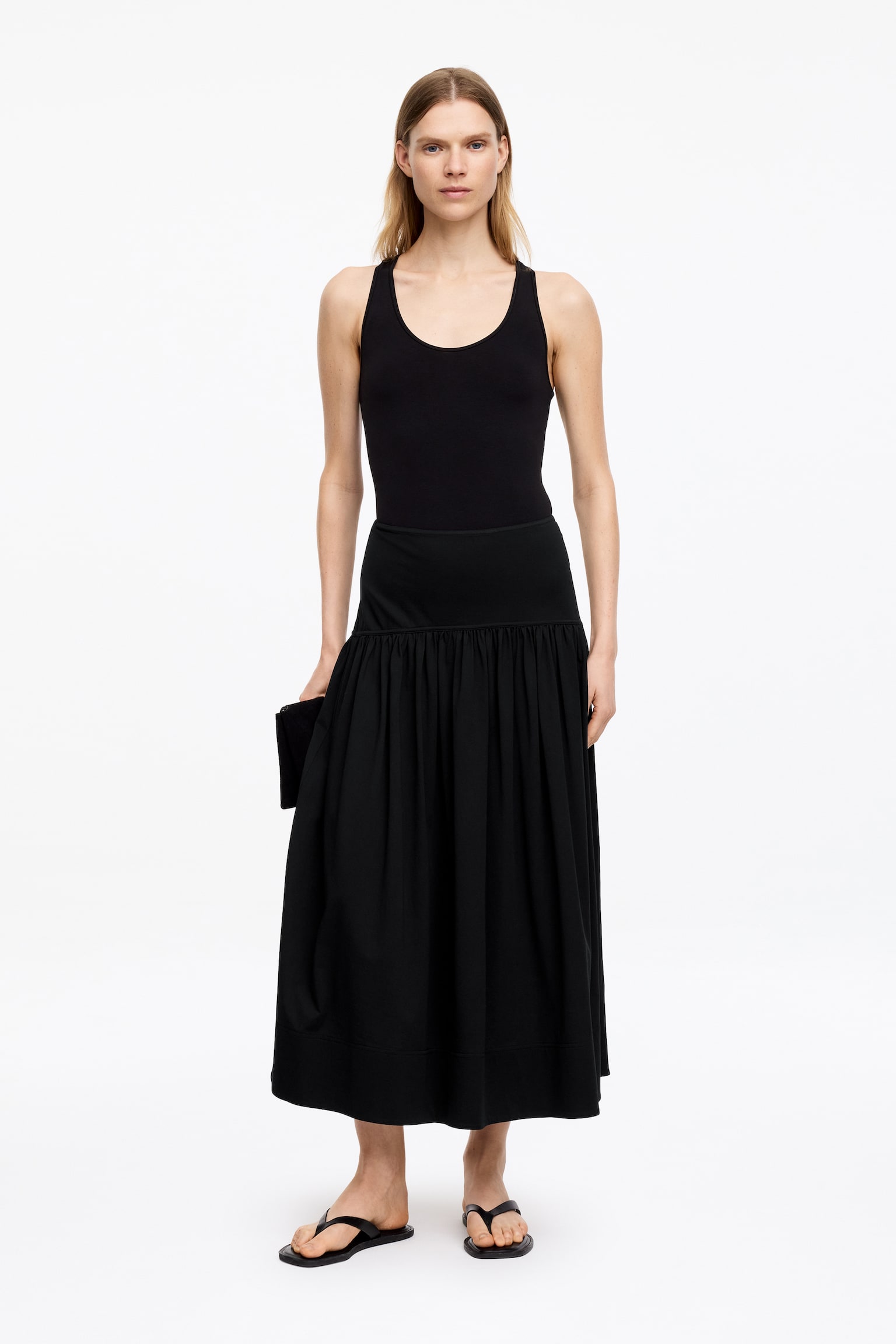 Gonna midi a trapezio - Nero/Beige - 1