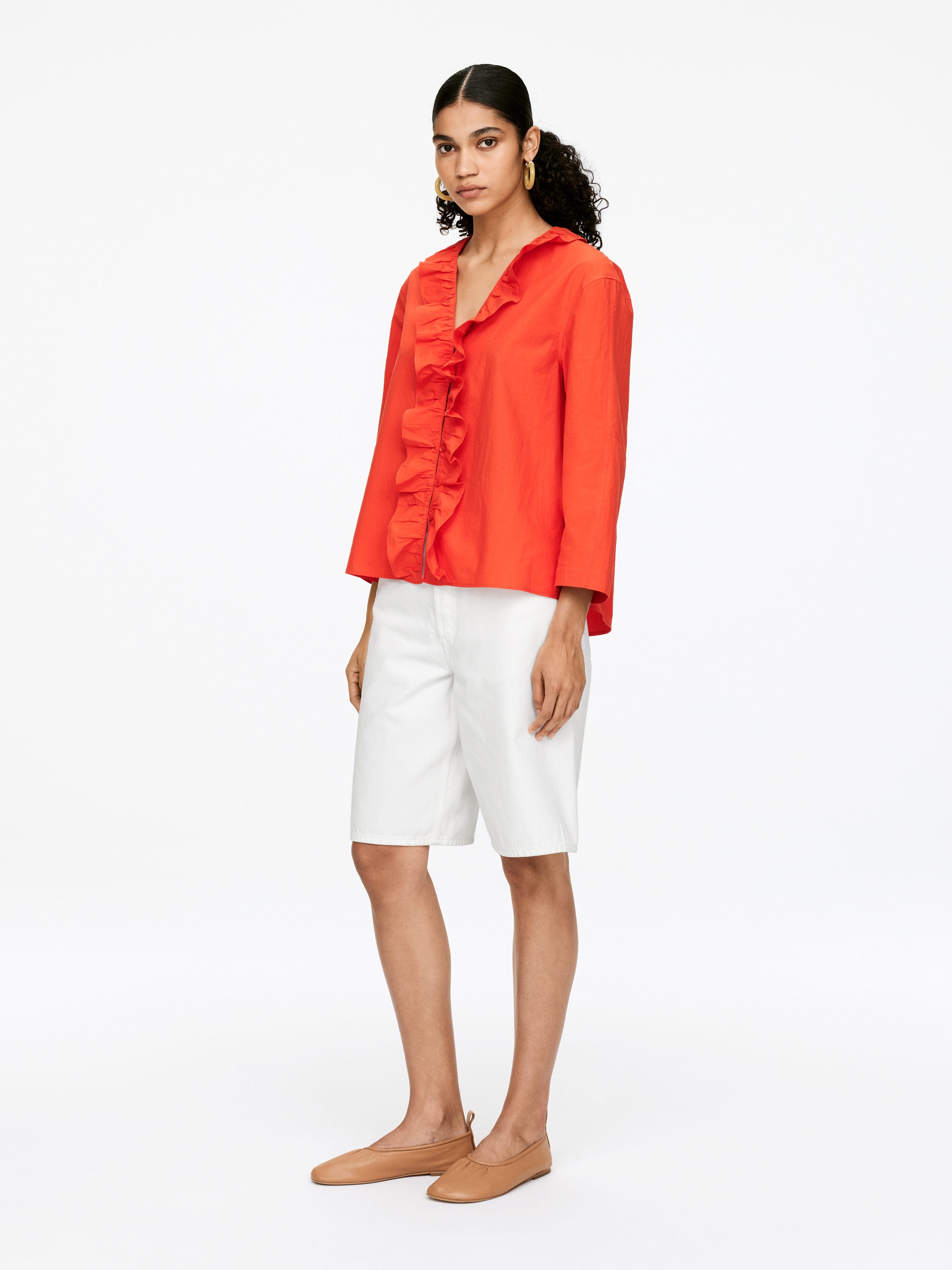 Frill Blouse - Bright Orange - Regular fit - Women - StillMedia/Lookbook - 4