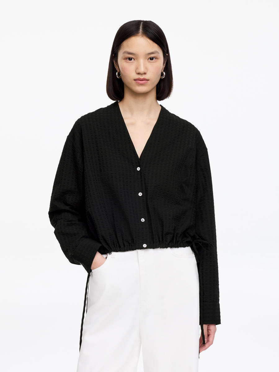 ARKET Women's  Seersucker Top Black,  size XS