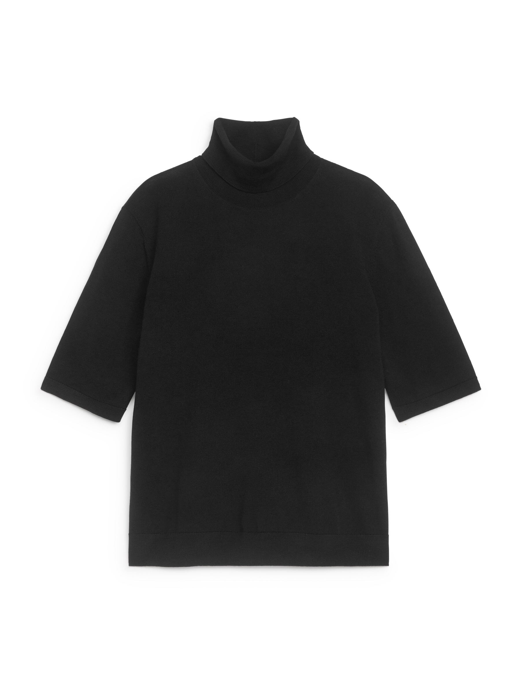 Pull à manches courtes et col roulé – Noir – ARKET FR