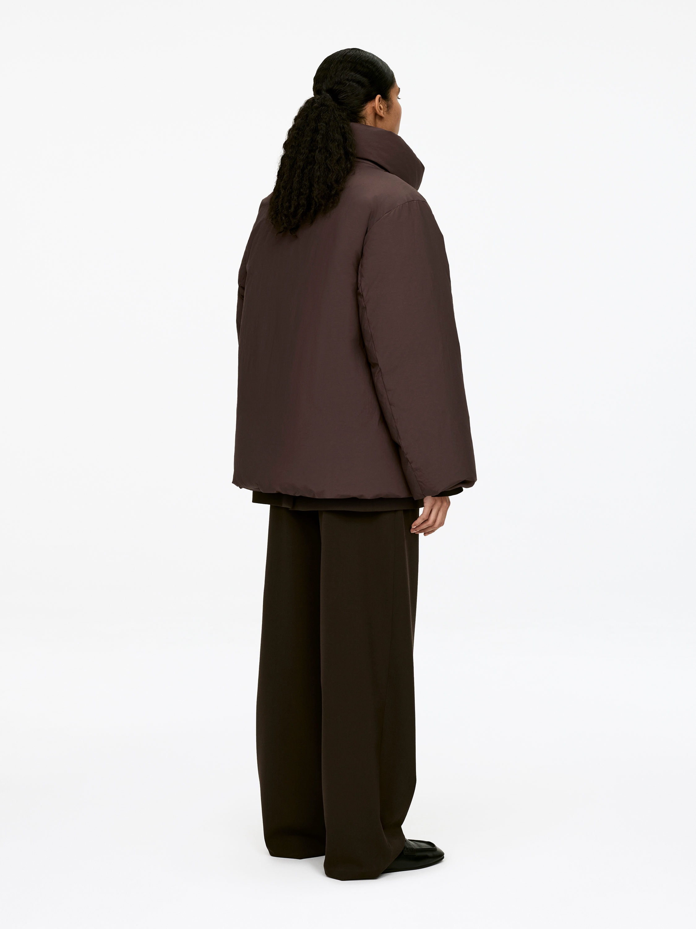 Upcycled Down High-Collar Jacket - Dark Brown - Regular fit - Women - StillMedia/Lookbook - 3