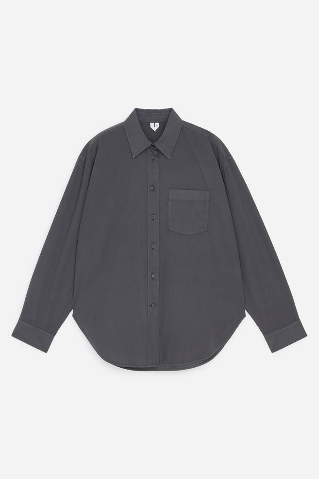 Camisa de popelina de algodón - Negro roto - 1
