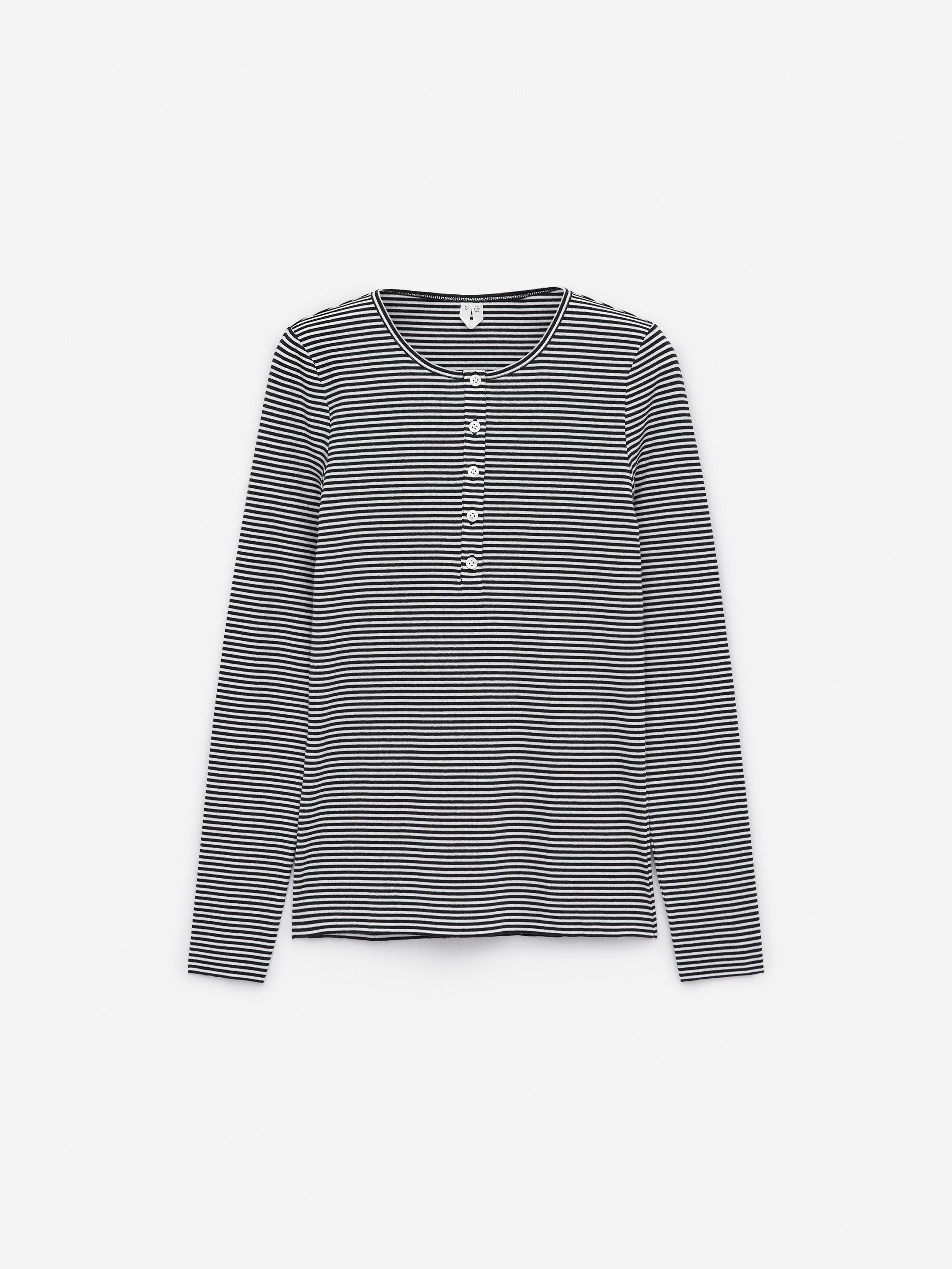 Agrandir l'image: Haut côtelé à col tunisien - Bleu foncé/Blanc - FEMME | H&M FR 1
