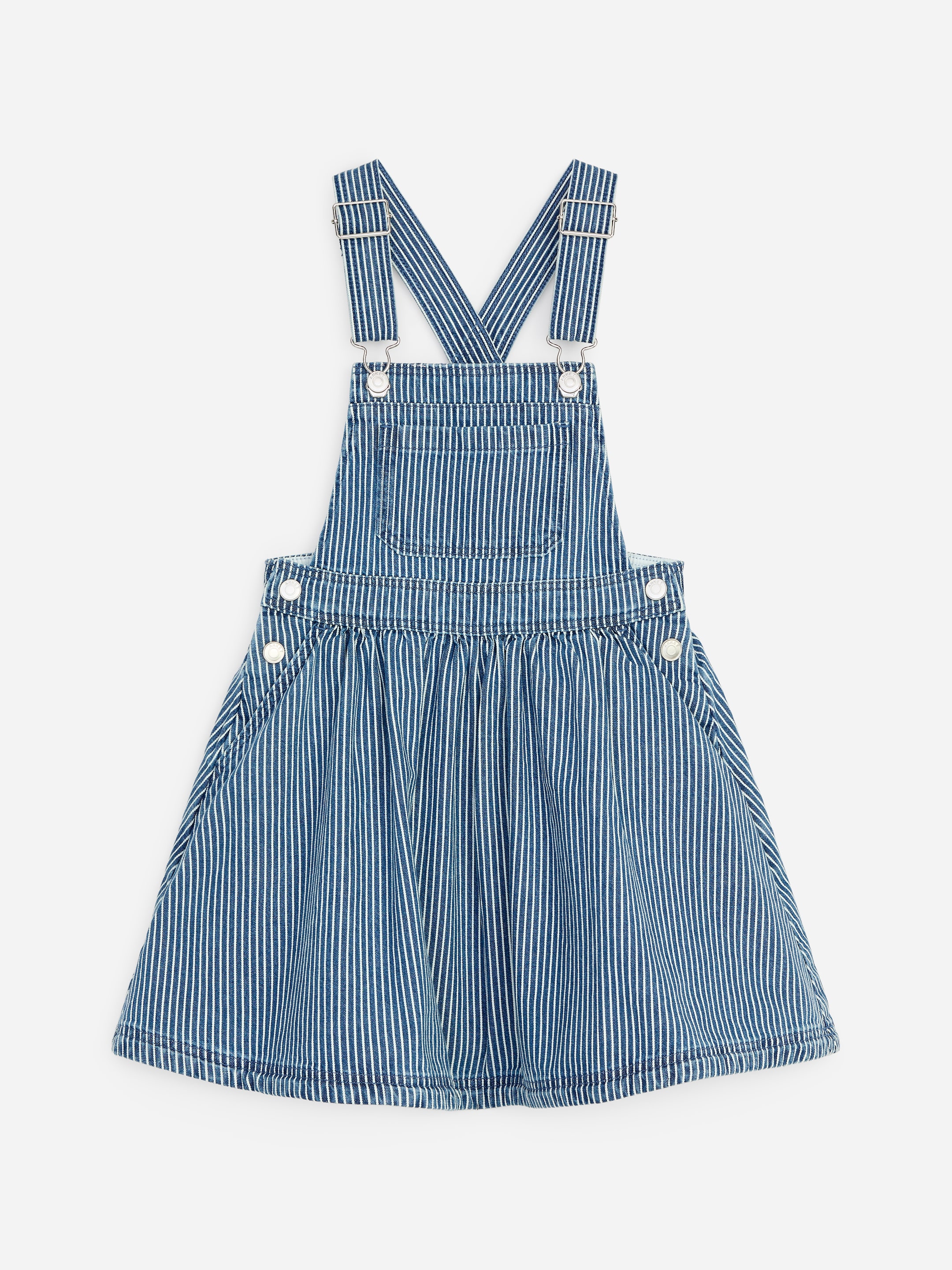 Hickory Striped Apron Dress-Blue-19898