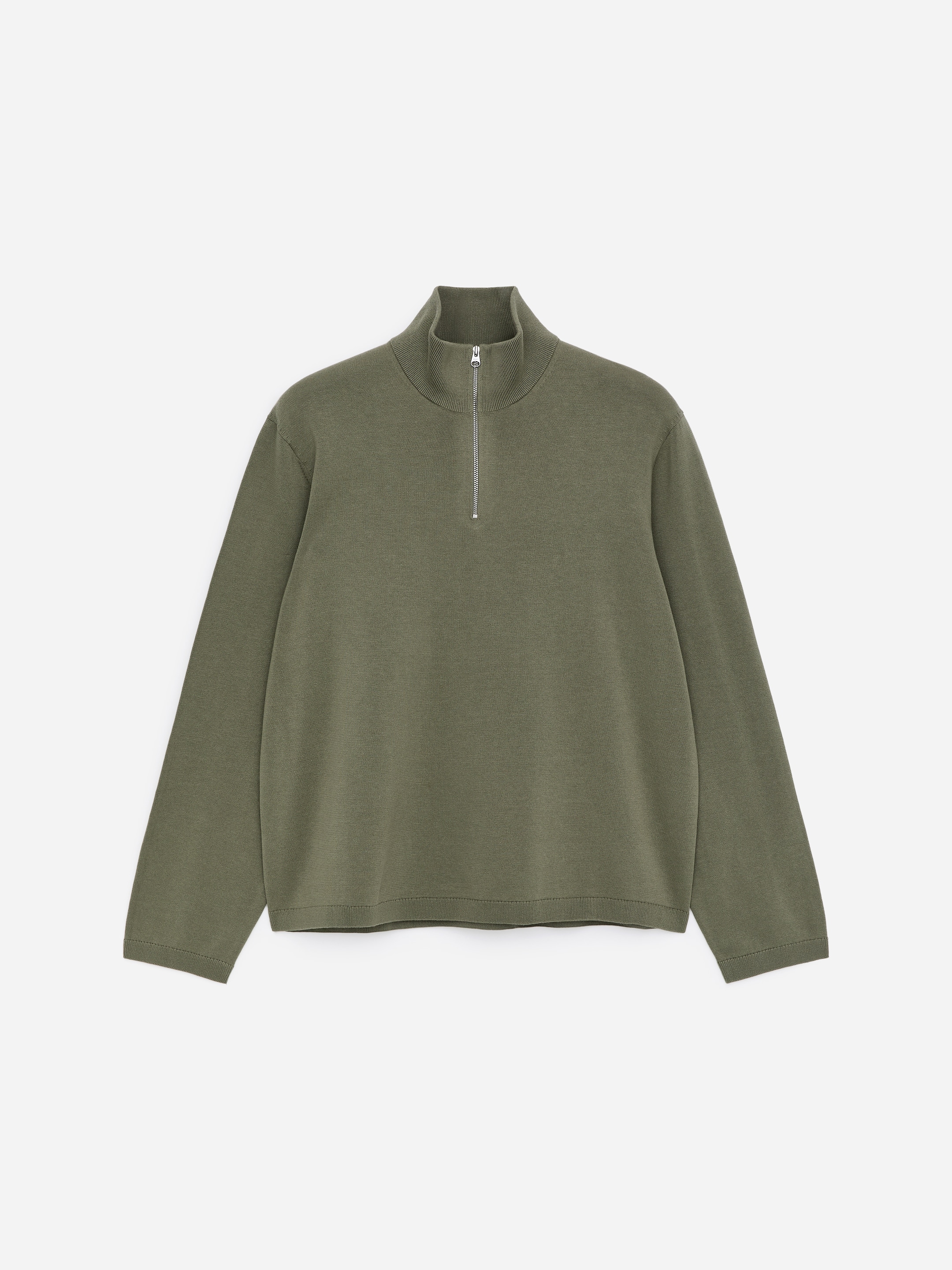 Knitted Half-Zip Jumper-#686B59-18221