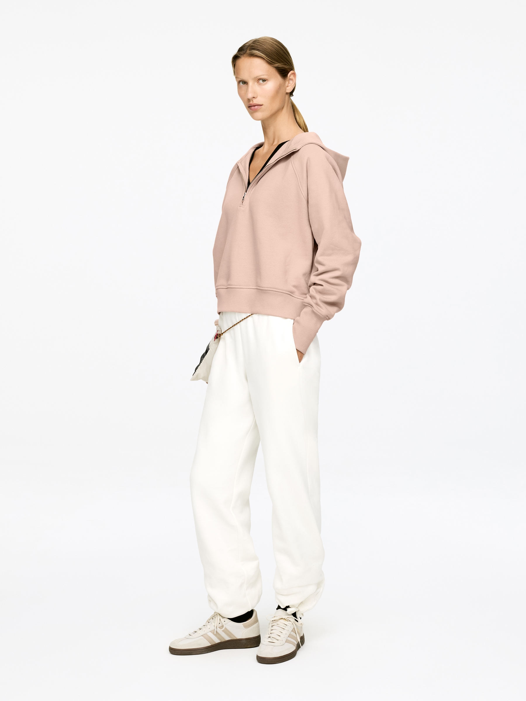 Half-Zip Hooded Sweatshirt - Beige - Regular fit - Women - StillMedia/Lookbook - 8