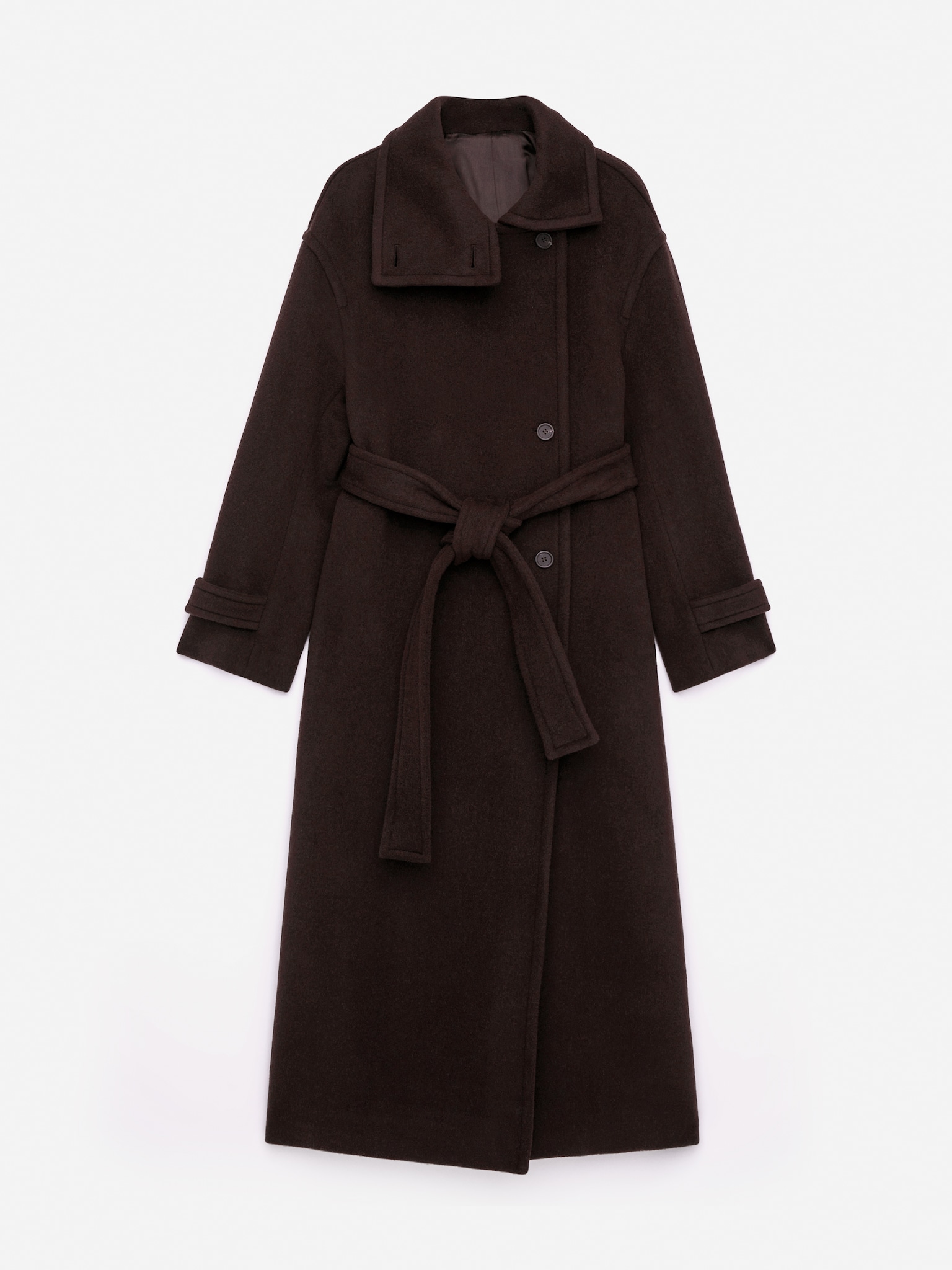 Cappotto oversize in misto lana - Marrone scuro/Nero