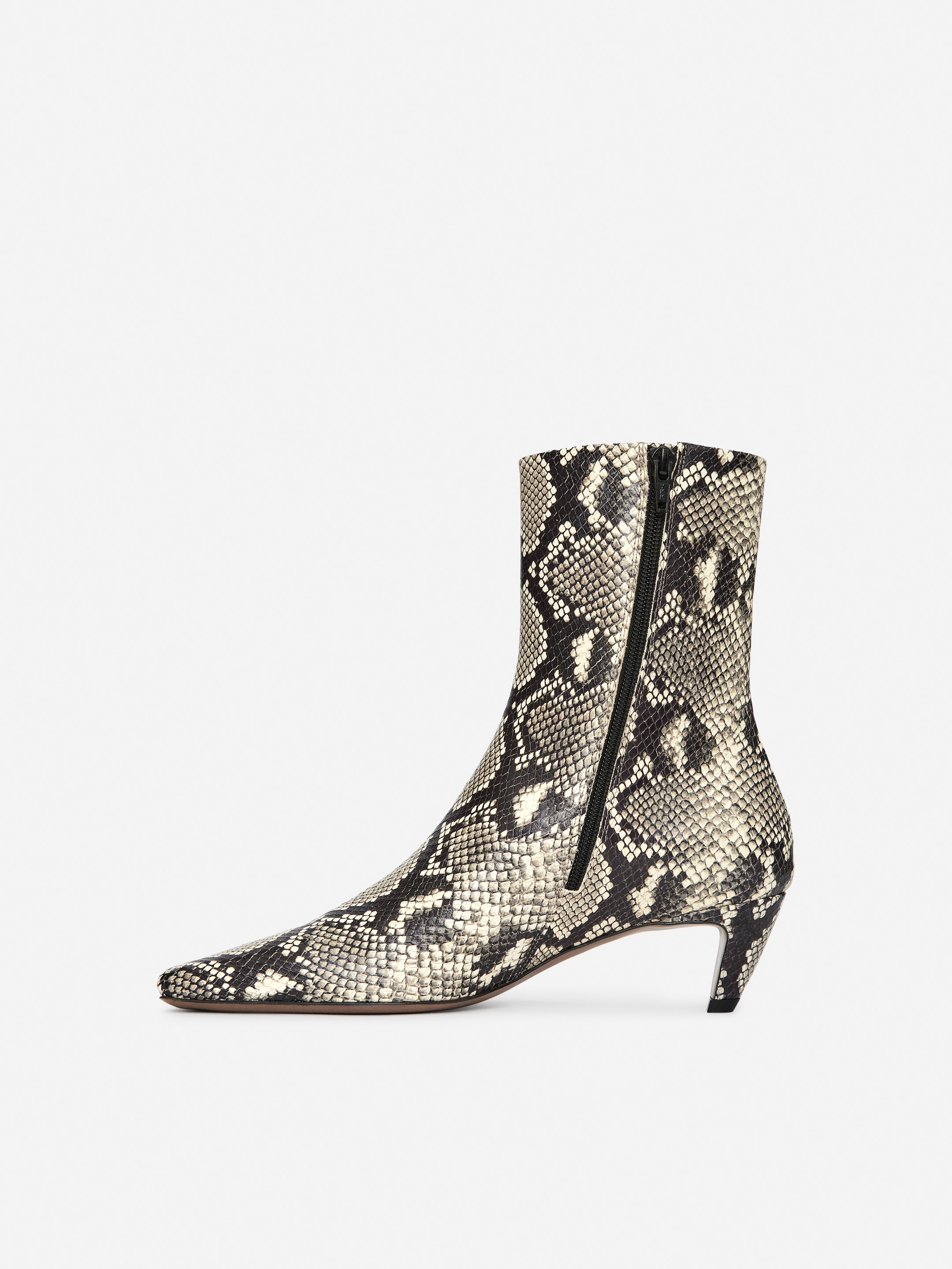 Square-Toe Ankle Boots - Multi Colour/Faux Snake - Women - StillMedia/DescriptiveStillLife - 1