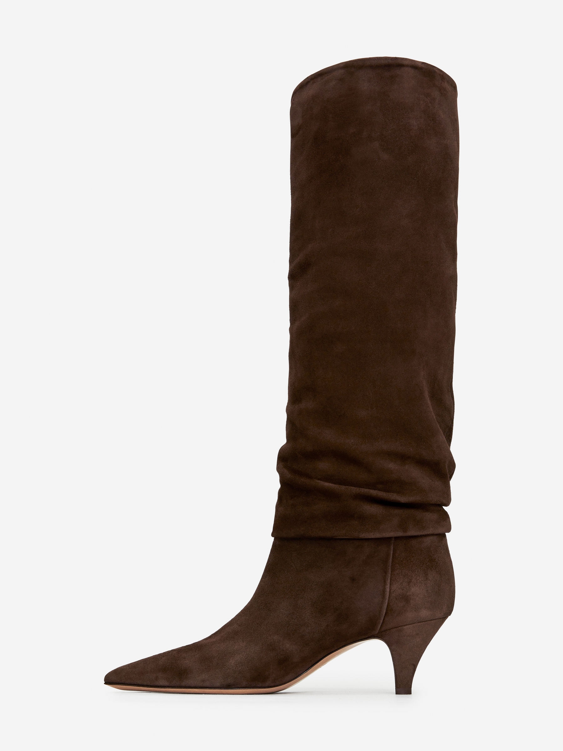 Bottes En Daim Marron Incrustées – Talons Hauts Milieu (5-7,5 Cm) – Femme