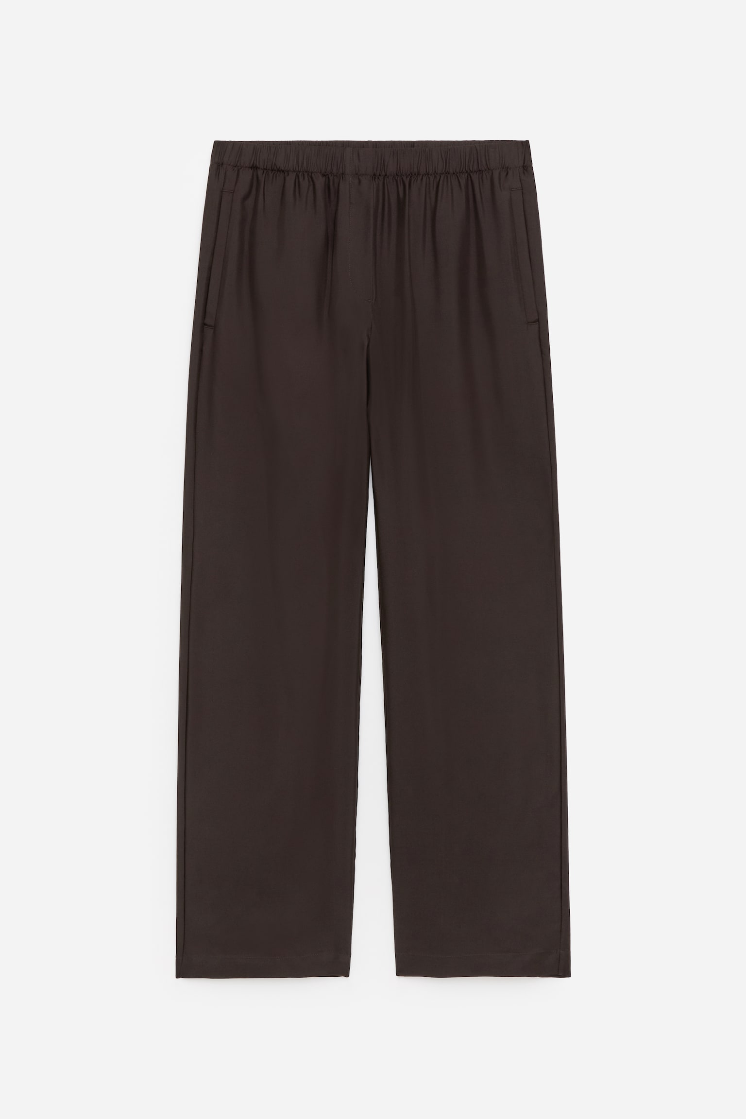 Pantaloni in twill di seta - Marrone scuro/Beige chiaro - 2