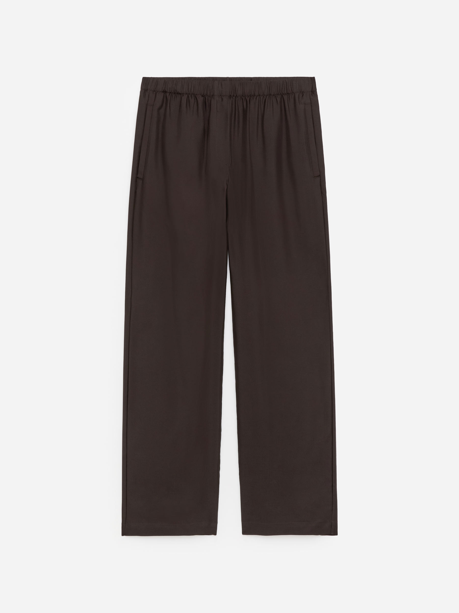 Silk Twill Trousers-#3C2A2B-18178