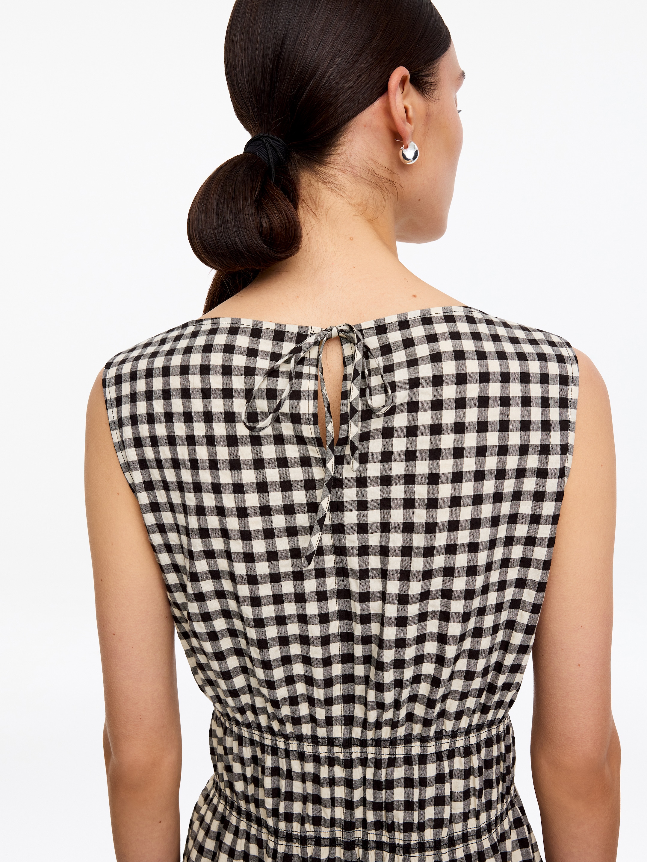 Seersucker Dress - White/Black - Slim fit - Women - StillMedia/Lookbook - 3