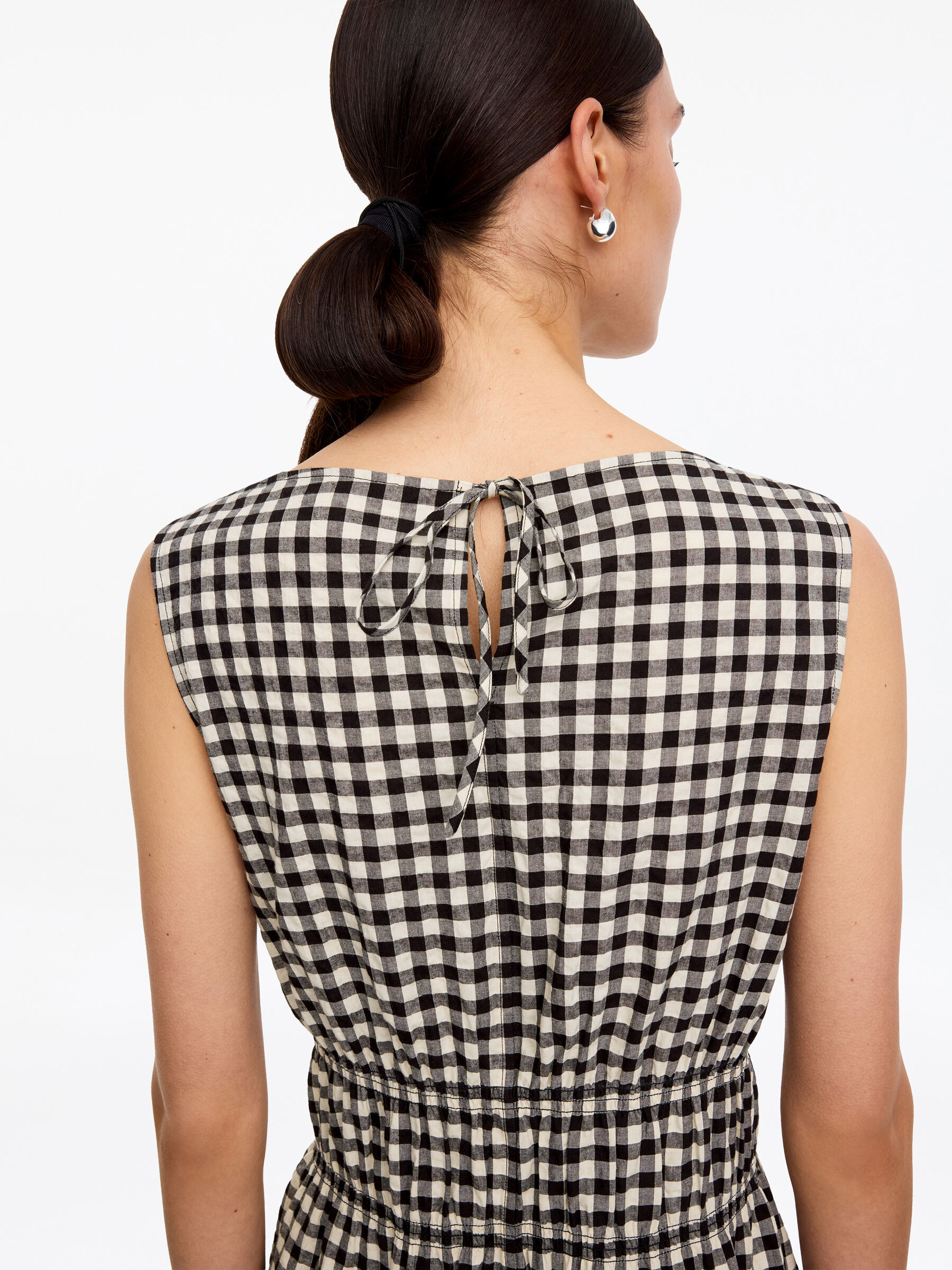 Seersucker Dress - White/Black - Slim fit - Women - StillMedia/Lookbook - 3