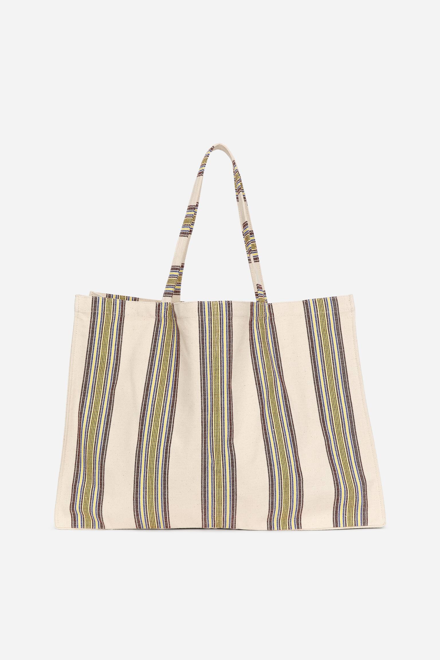 Stor strandväska - Off-white/randig/Blå/vit - 1