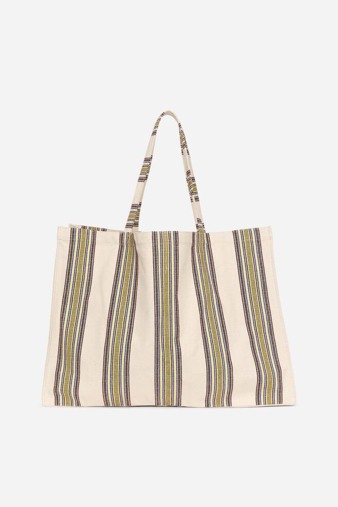 Large Beach Bag - Off White/Striped - 1