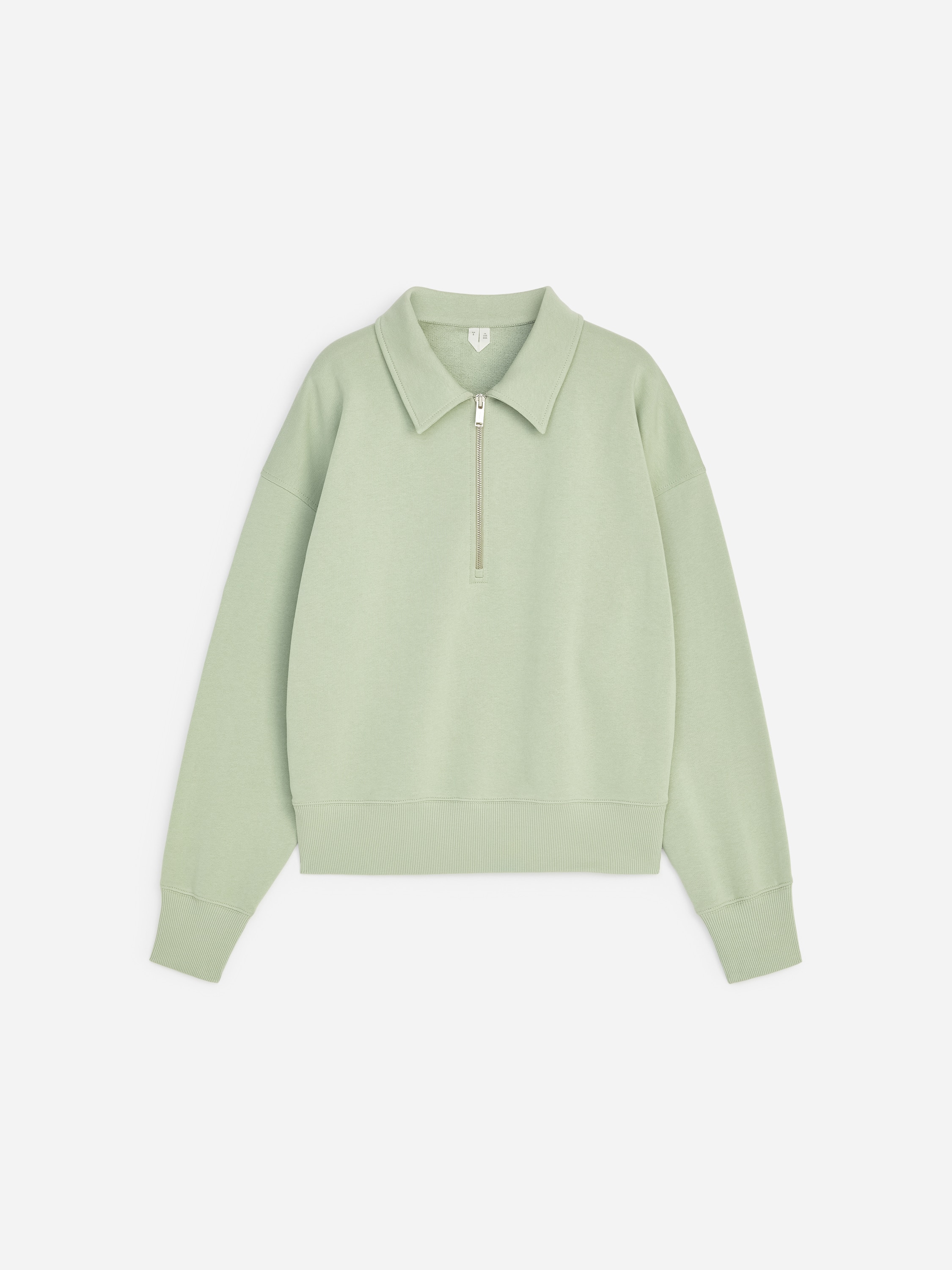 Sweat polo demi-zippé - Vert clair/Rouge foncé