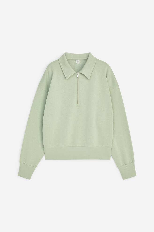 Bluza polo z krótkim zamkiem błyskawicznym - Jasnozielony/Ciemnoczerwony - 1