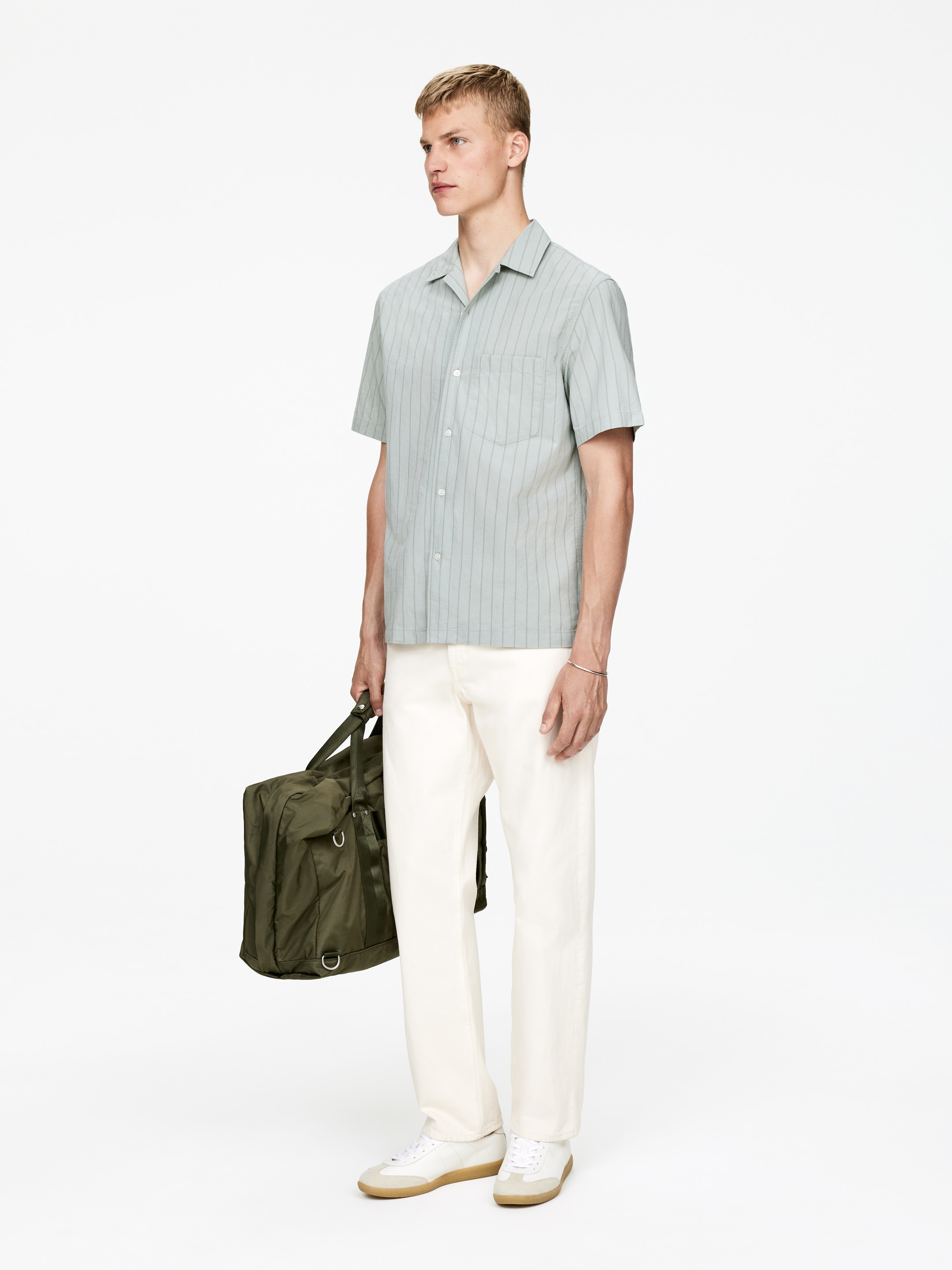 Visualizza immagine più grande: Camicia bowling in cotone - Menta polvere/A righe - UOMO | H&M IT 2