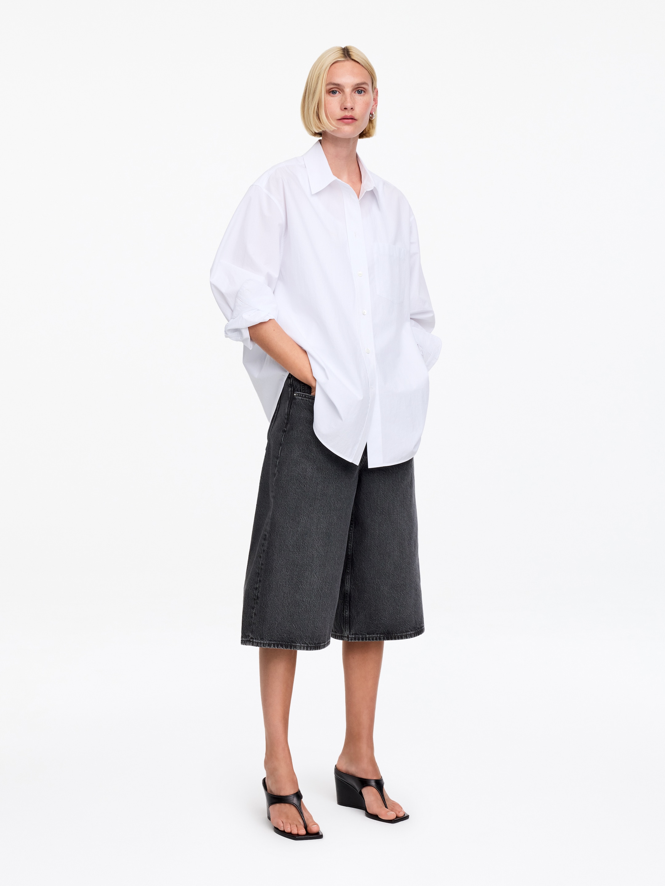 Långa denimshorts - Svart - Loose fit - Women - StillMedia/Lookbook - 6