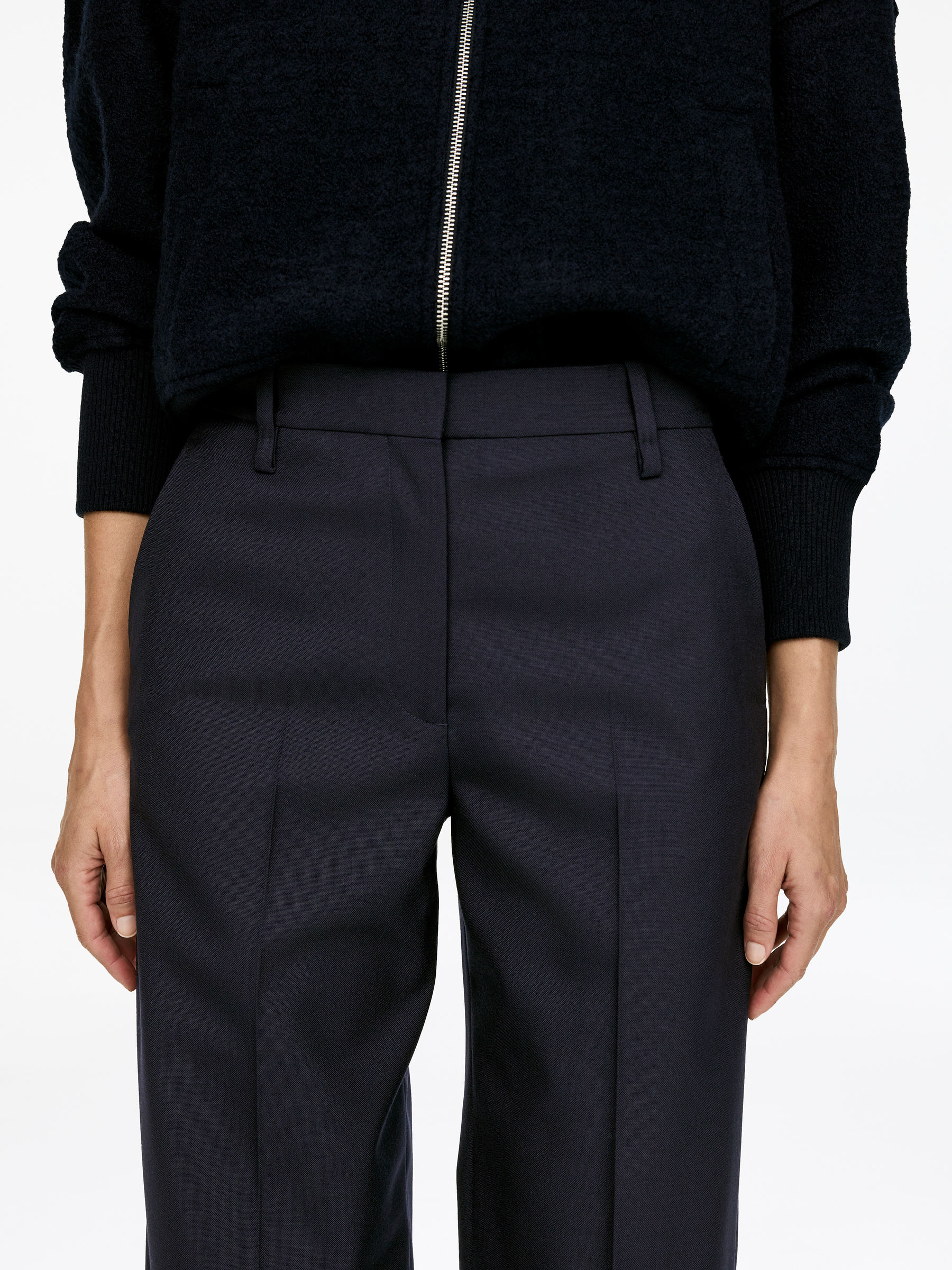 Pantalones de lana arpillera - Azul oscuro - Corte relajado - Women - StillMedia/Lookbook - 3