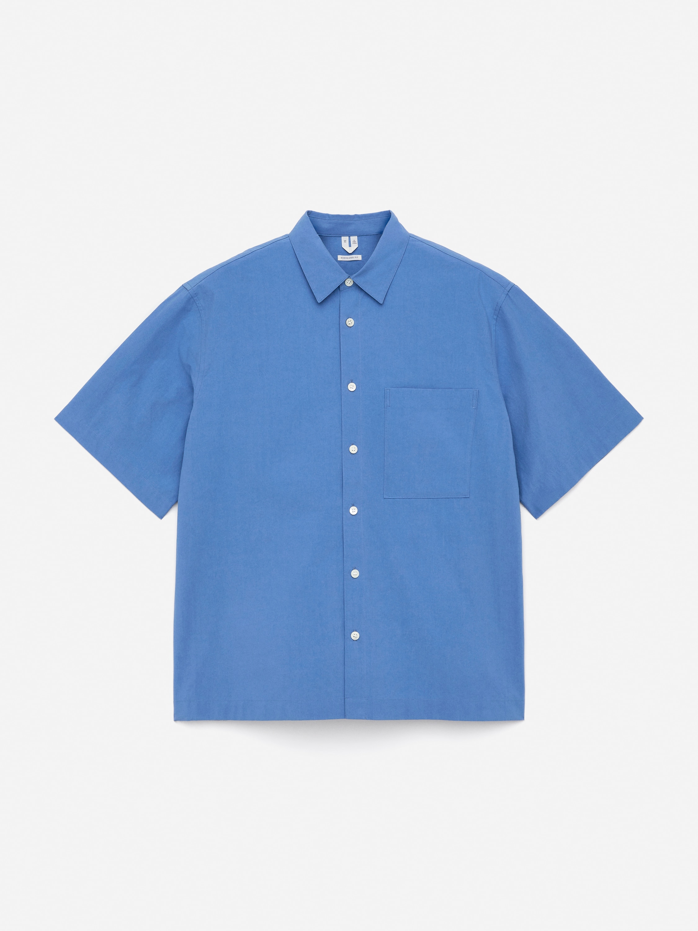 Oversized popelínová košile - Modrá/Mole