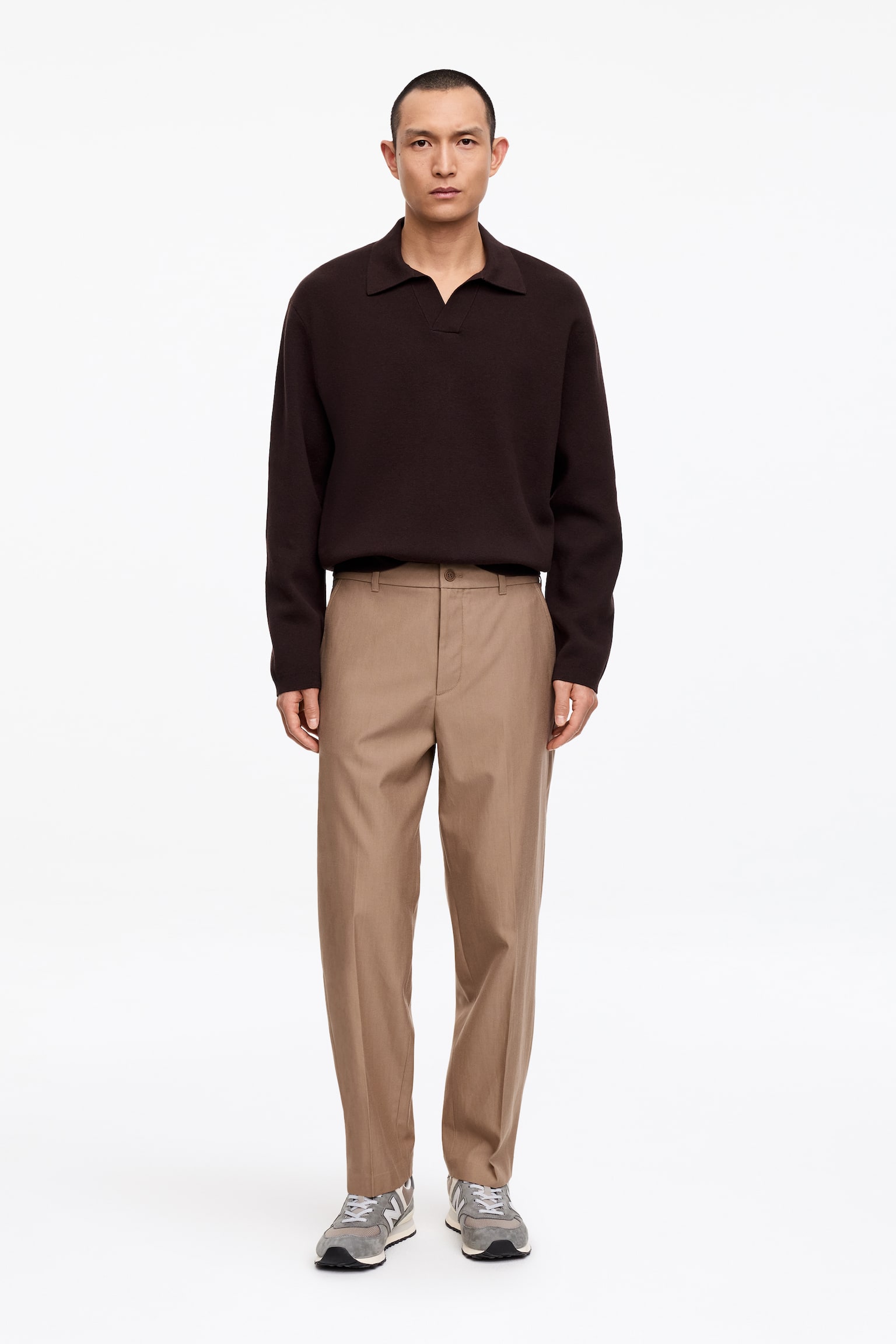 Pantalon en laine mélangée - Marron/Noir - 1