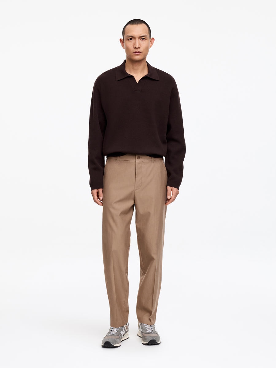 ARKET Men's  Wool Blend Trousers Brown,  size 54